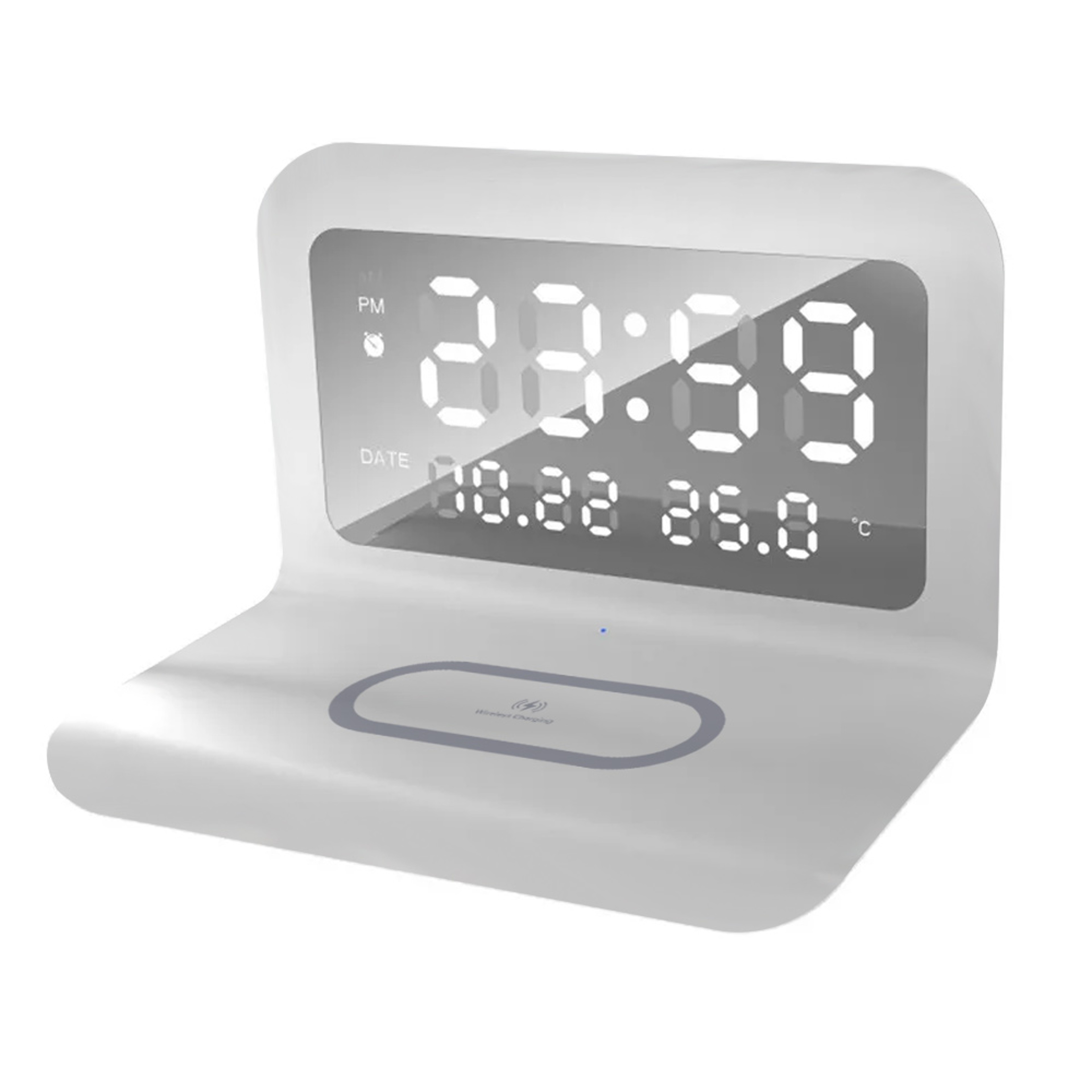 Smart Wireless Charging Station with Digital Alarm Clock & Thermometer for Qi Enabled Phones – view 8