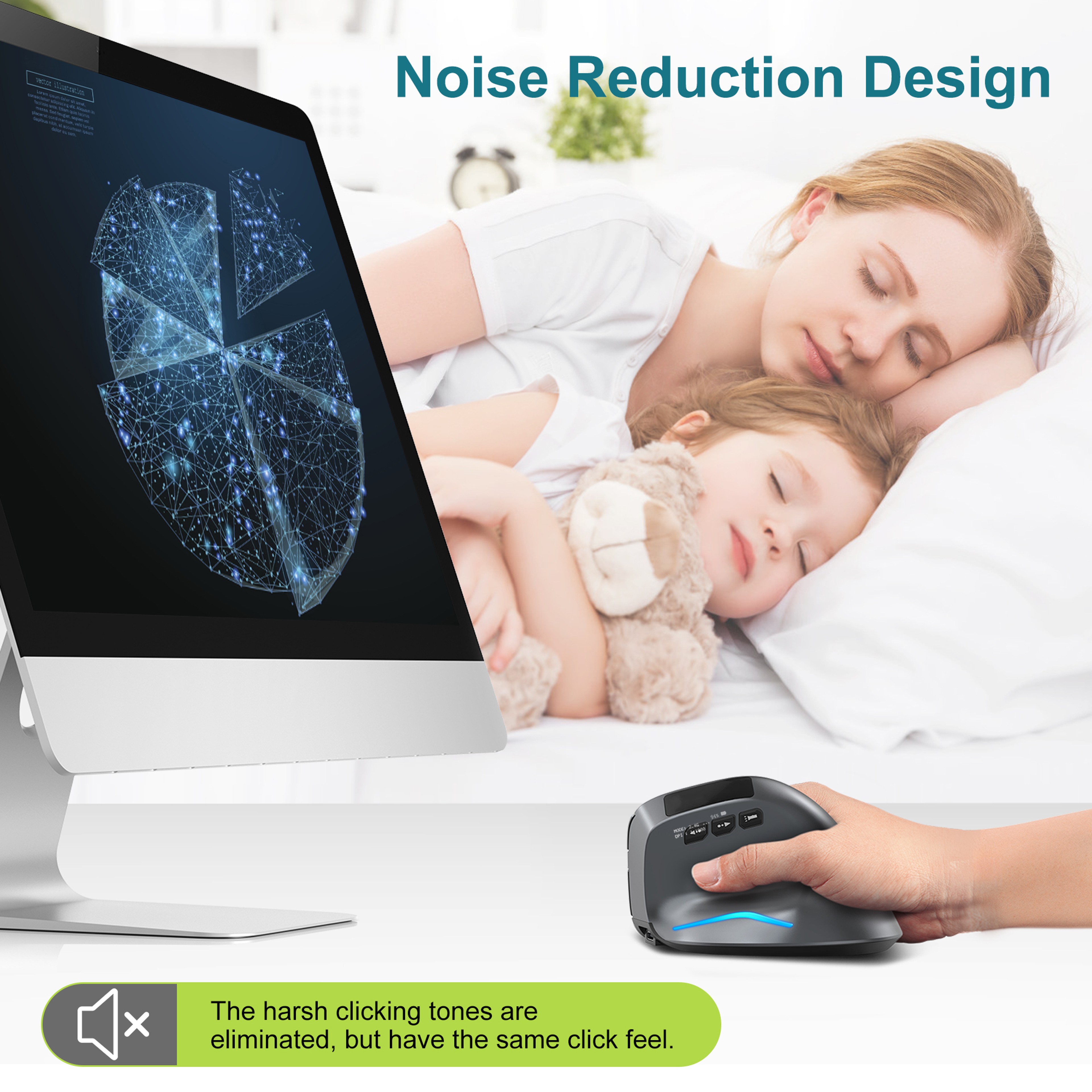 Ergonomic Vertical Mouse With OLED Display Rechargeable Wireless Bluetooth Mouse For PC  Laptop 4