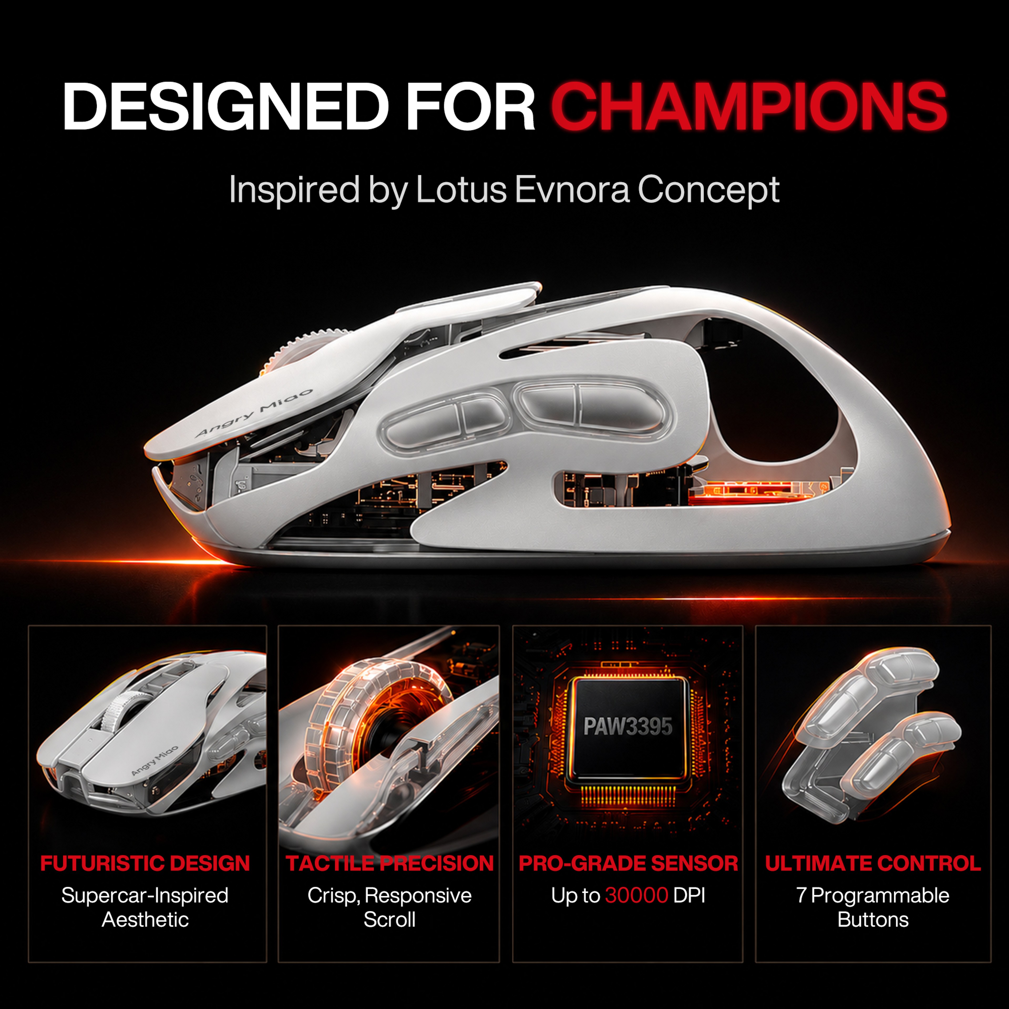 Angry Miao Infinity Wireless Gaming Mouse With Sensor And Tri Mode 8K Performance 4