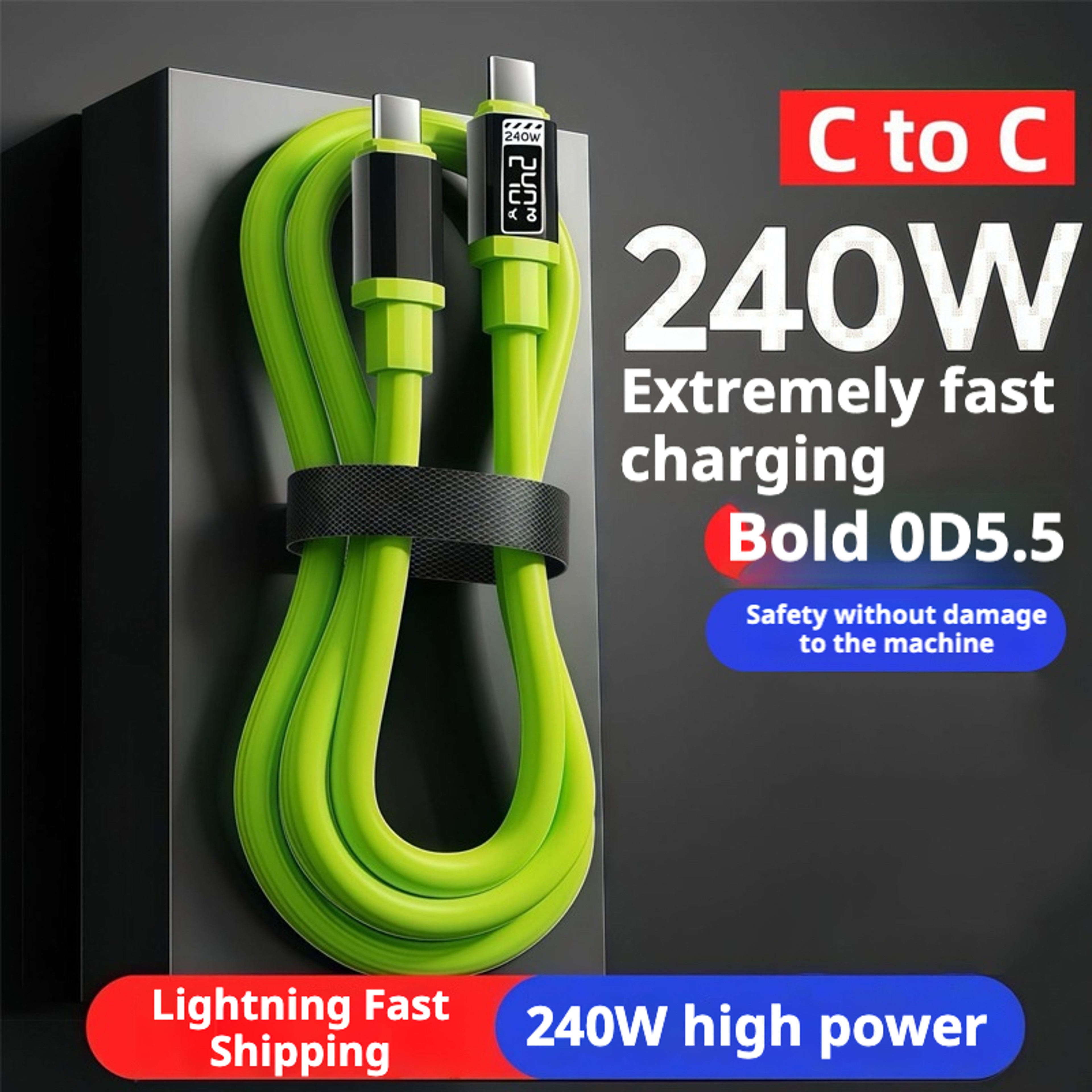 USB C To USB C Fast Charging Cable With Real Time Power Display 5