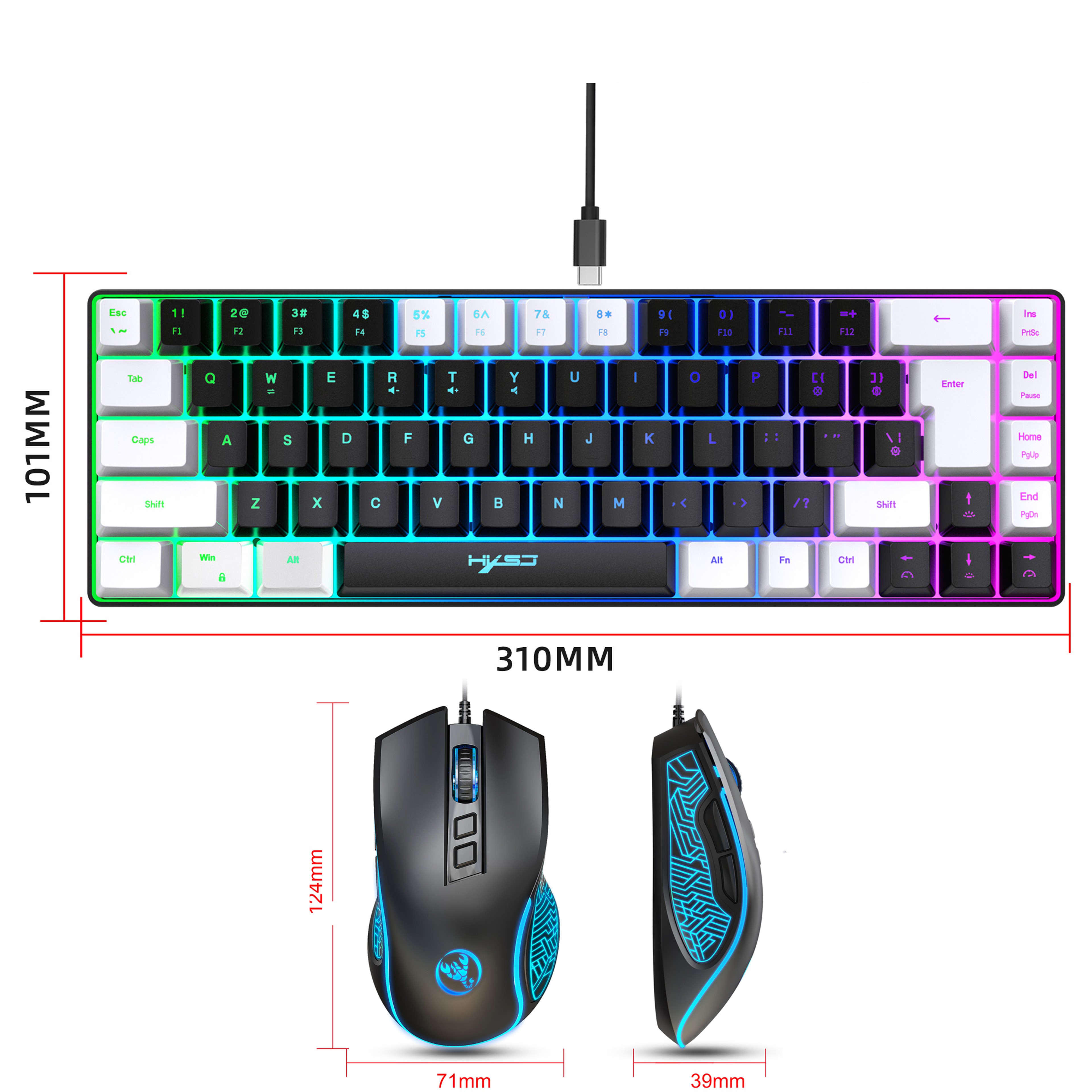 Key RGB Gaming Keyboard And Mouse Combo With Mechanical Feel Keys 3