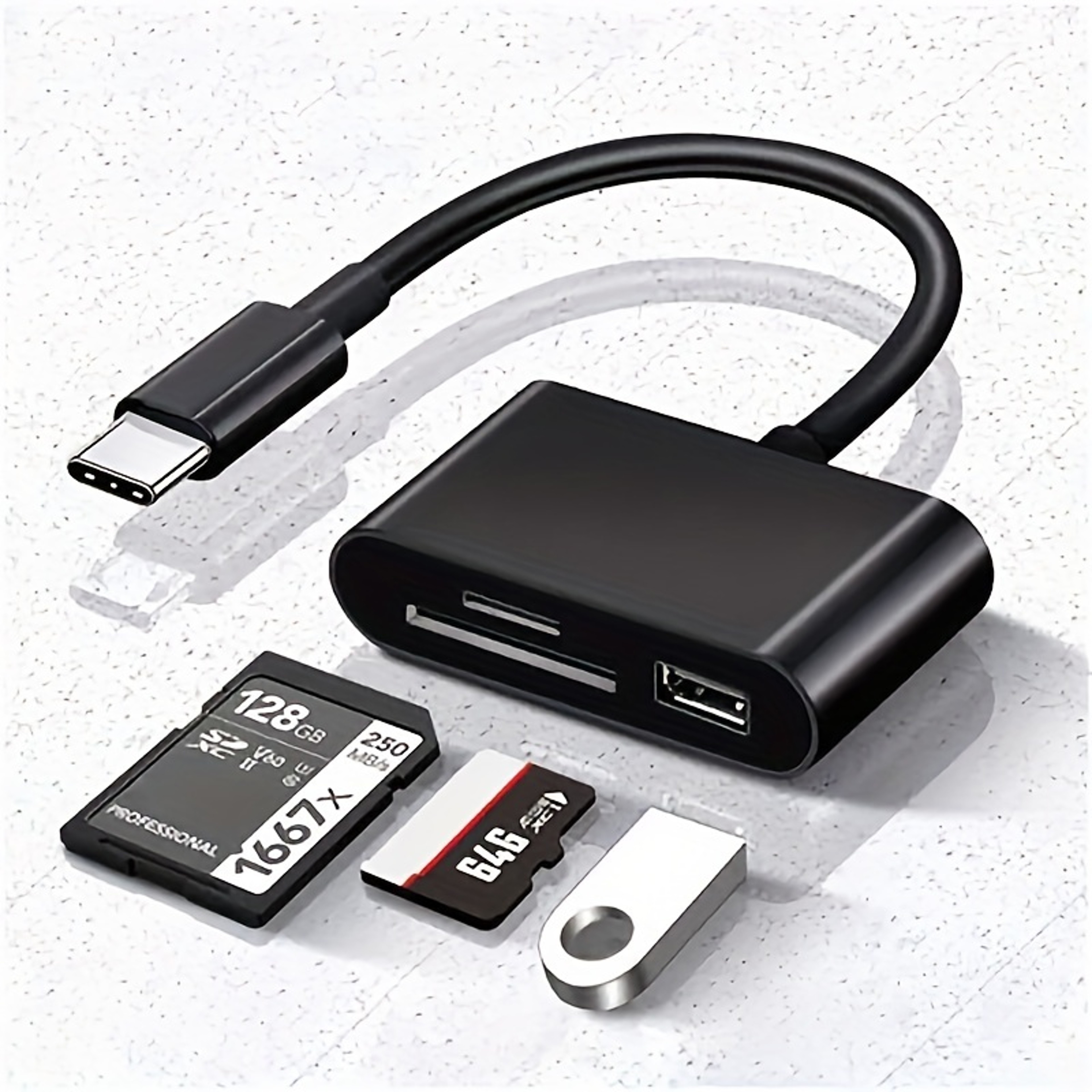 3 In 1 USB C Card Reader Type C To USB Adapter With SD TF Memory Card Slots 0