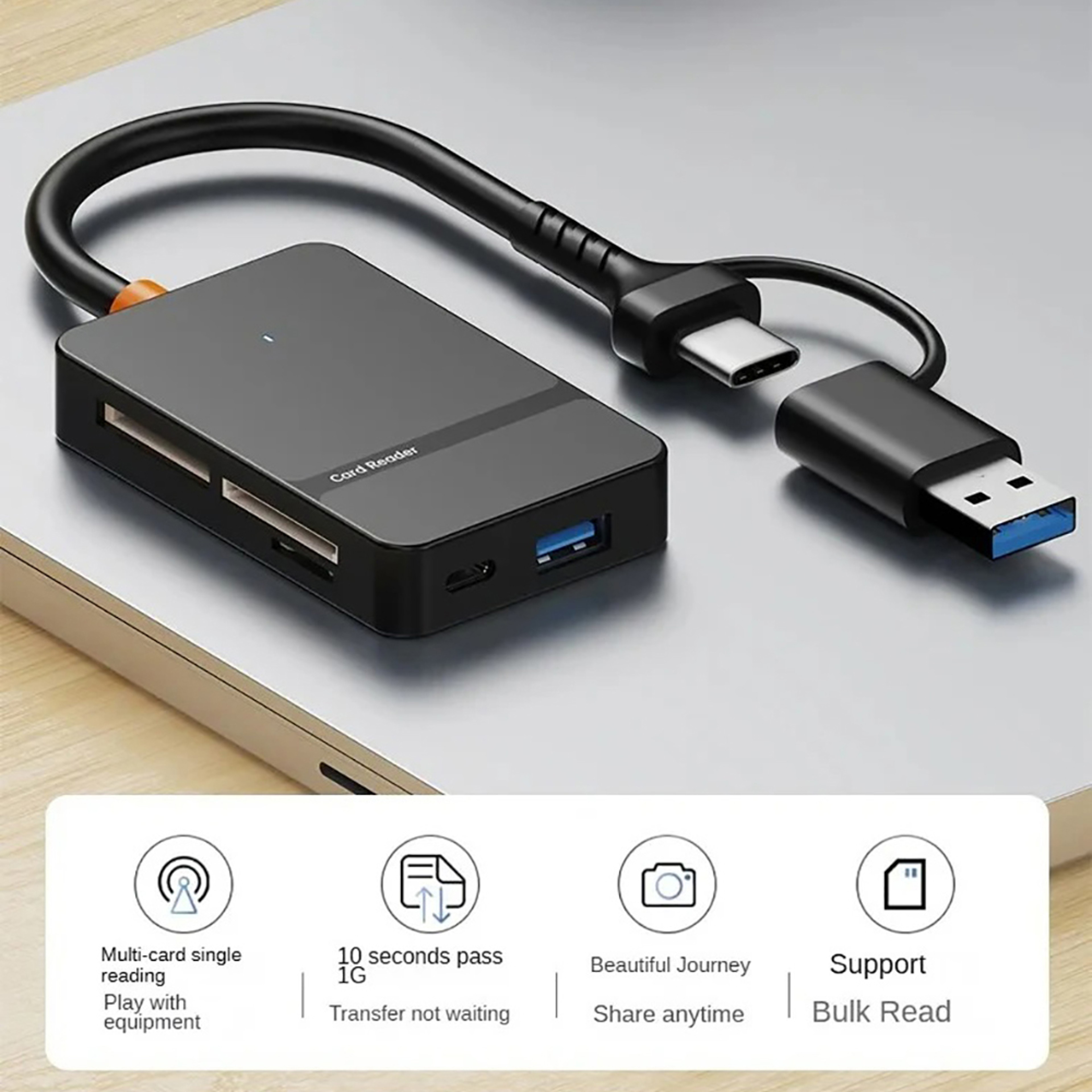USB C Card Reader With High Speed SD TF CF MS Memory Card Adapter 3