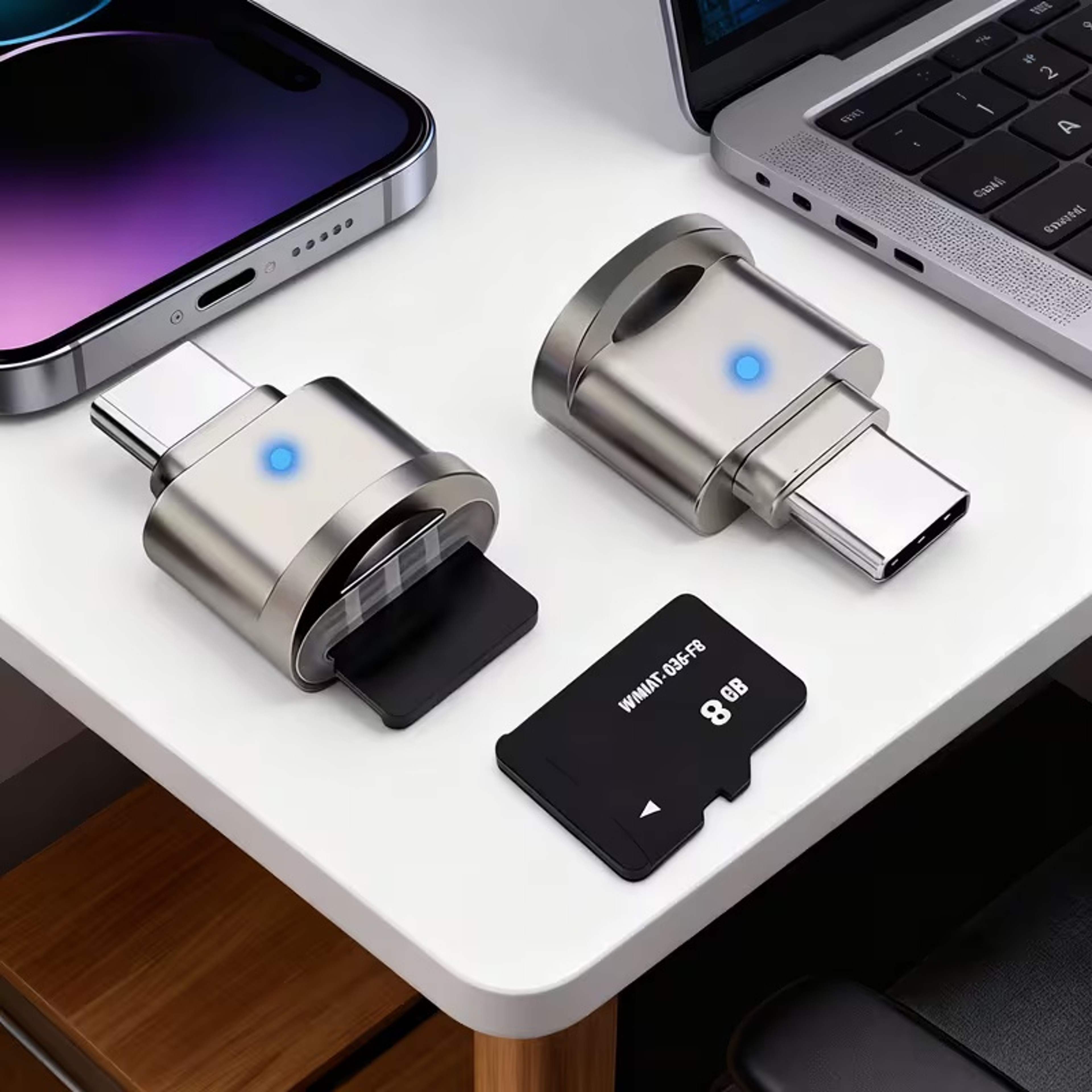USB C SD Card Reader With USB Adapter For Micro SD Memory Cards 3