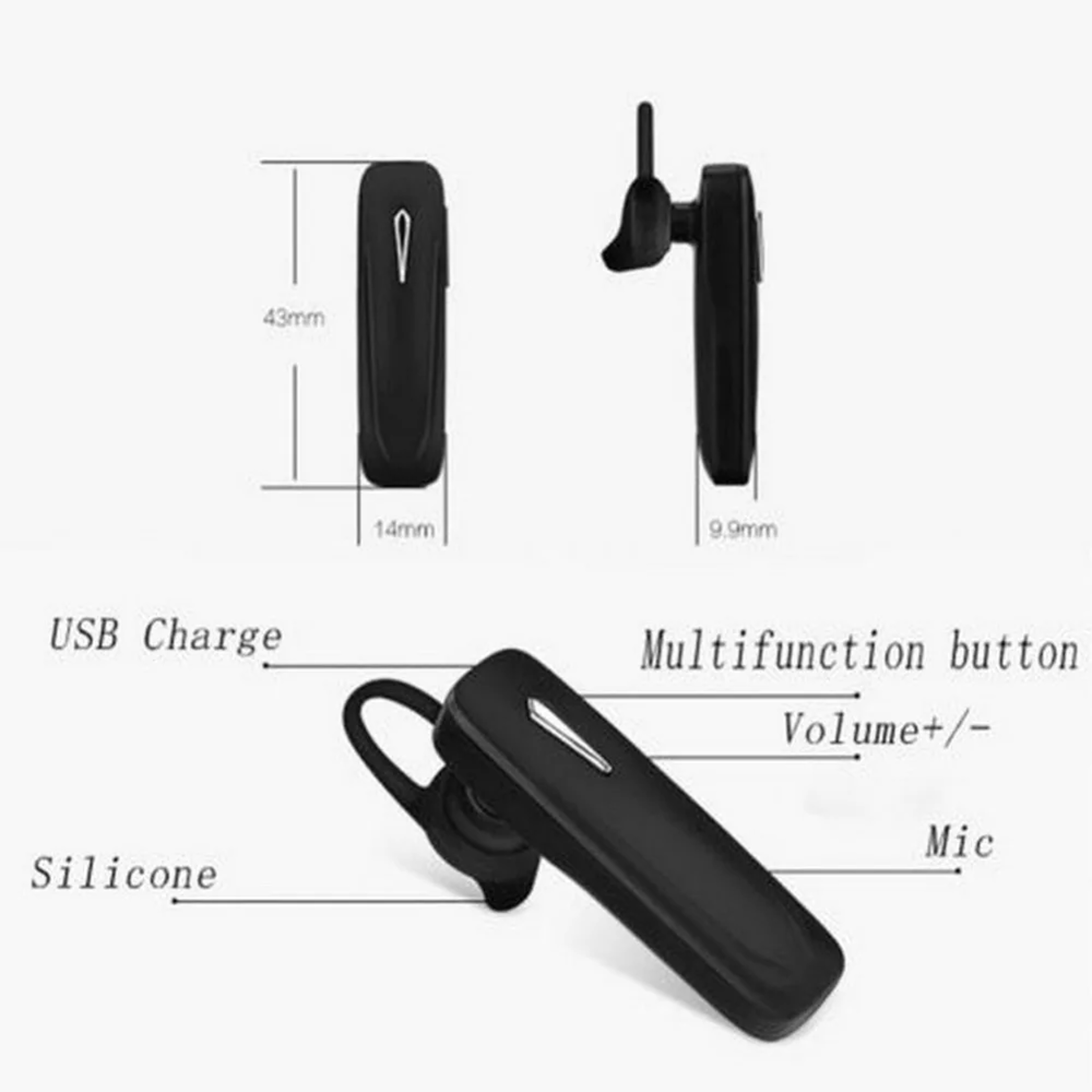 Mini Bluetooth Earbud With Mic Hidden Wireless Hands Free Headset 5