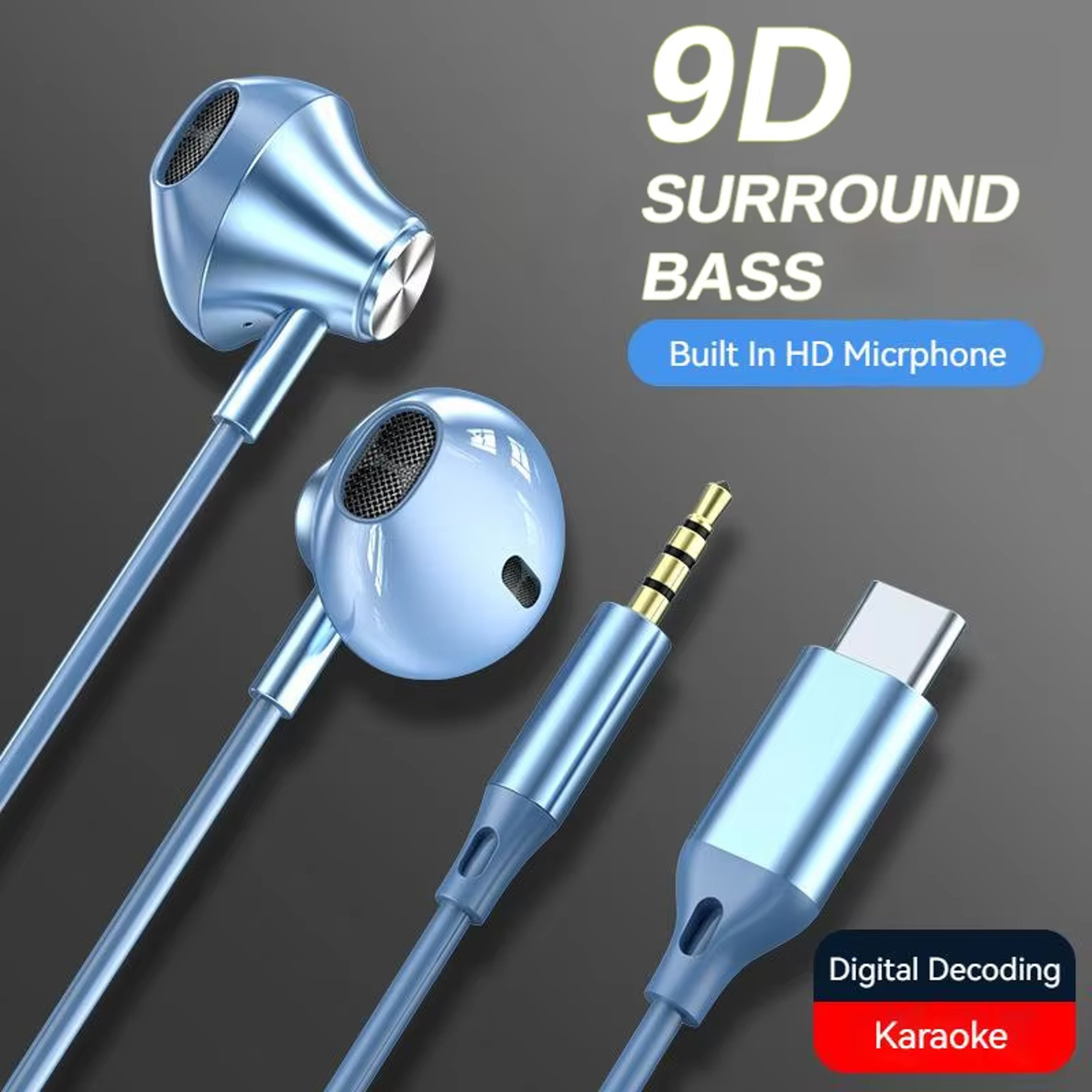 HiFi Bass Gaming Earbuds With USB C And Wired Audio 8