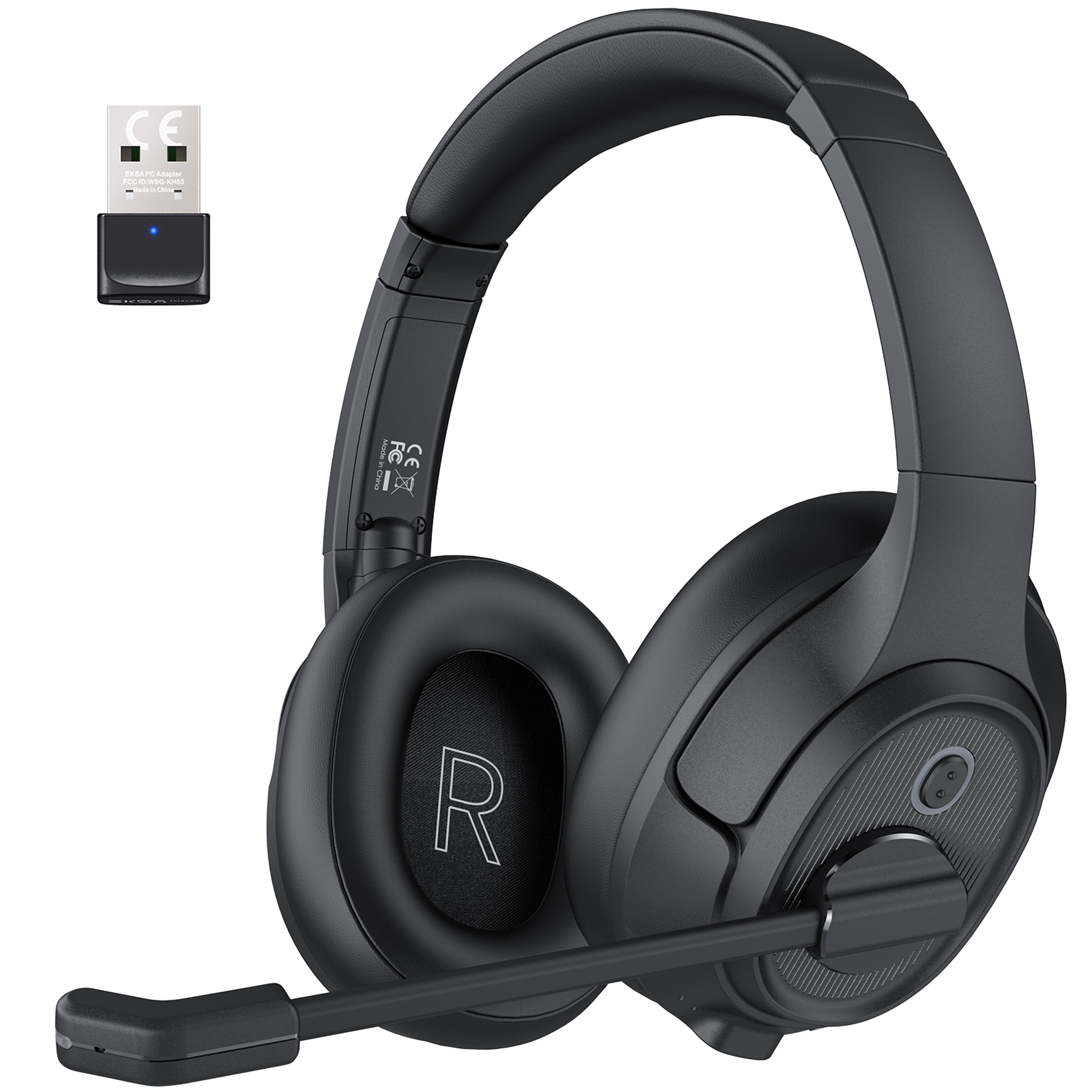 Wireless Office Headset With USB Dongle And ENC Noise Cancelling Microphone 0