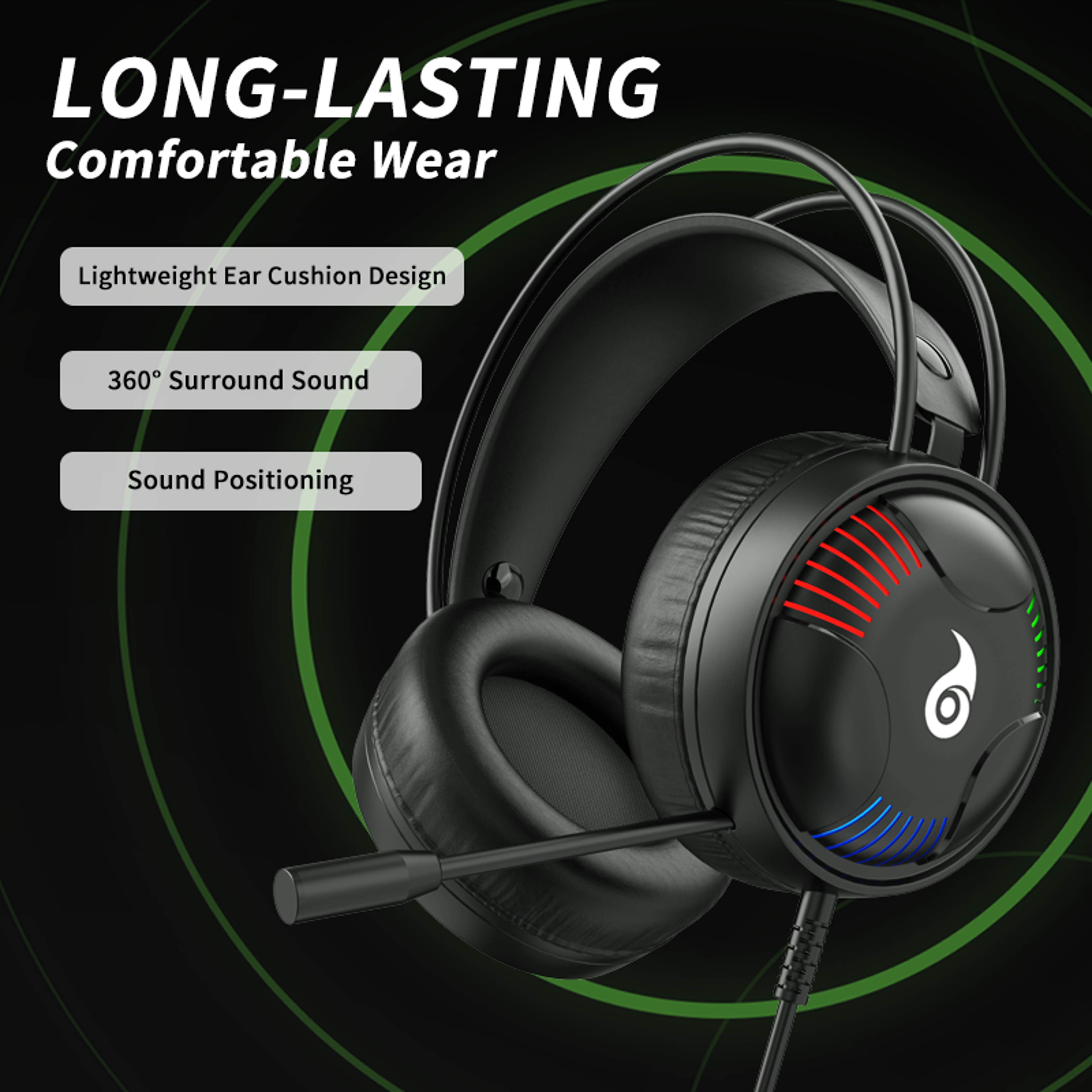 Professional Wired Gaming Headset With Microphone USB LED For PC And Laptop 1