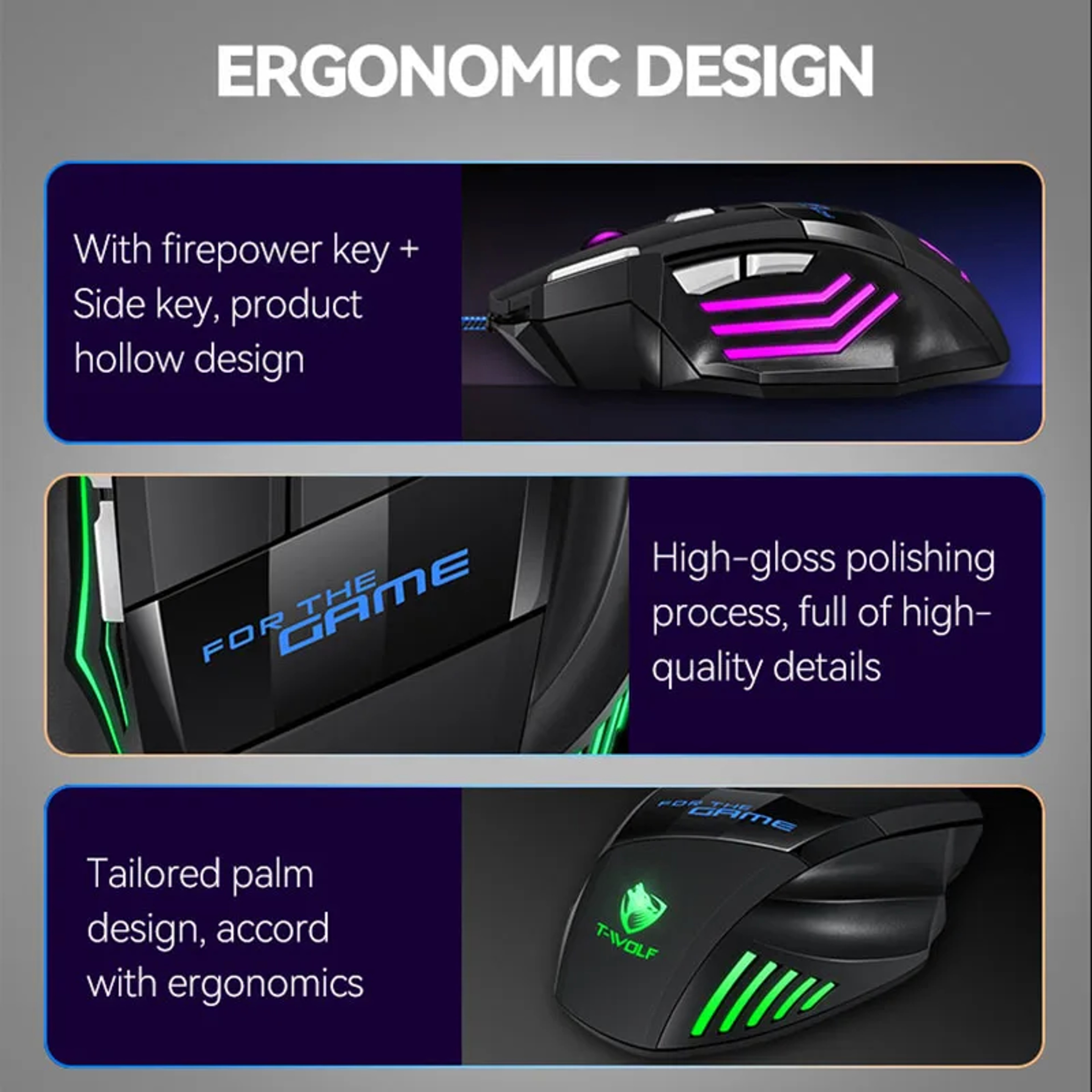 DPI Wired Gaming Mouse With Programmable Buttons And RGB Backlight Ergonomic Design 4
