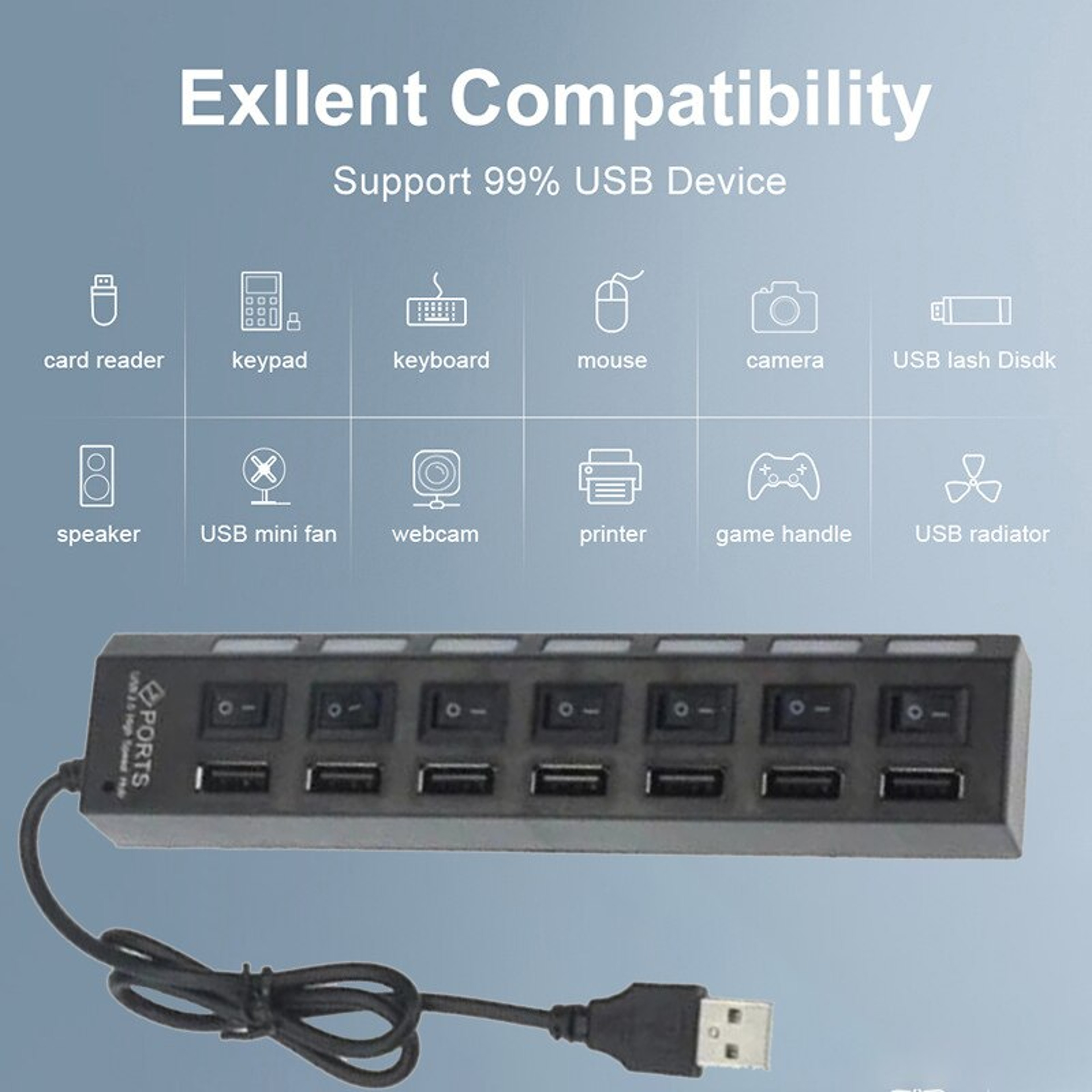 USB Hub Multi Port USB Splitter For Laptop PC  Desktop Expansion 5