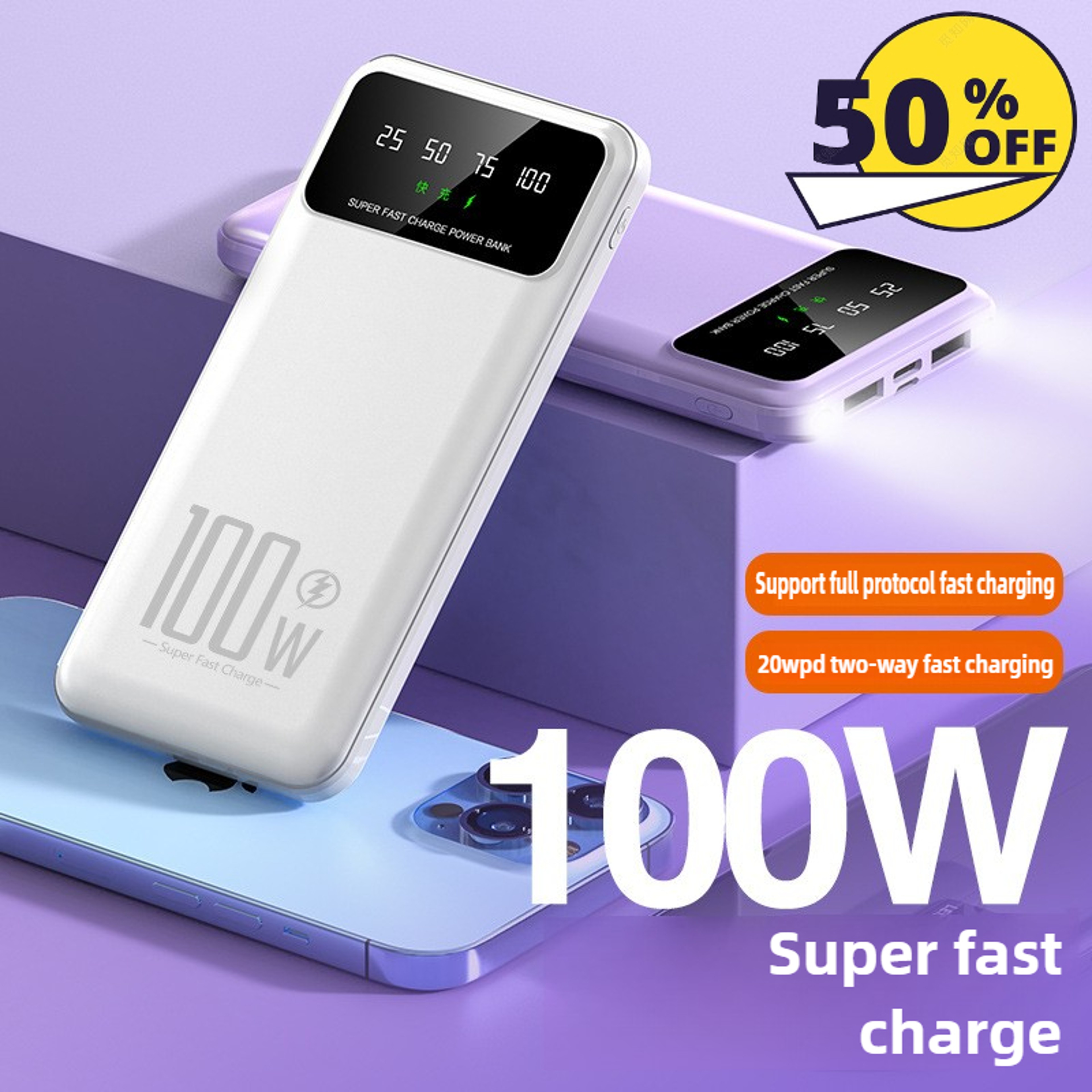Fast Charging Power Bank With Digital Display USB C Portable Battery Pack 4