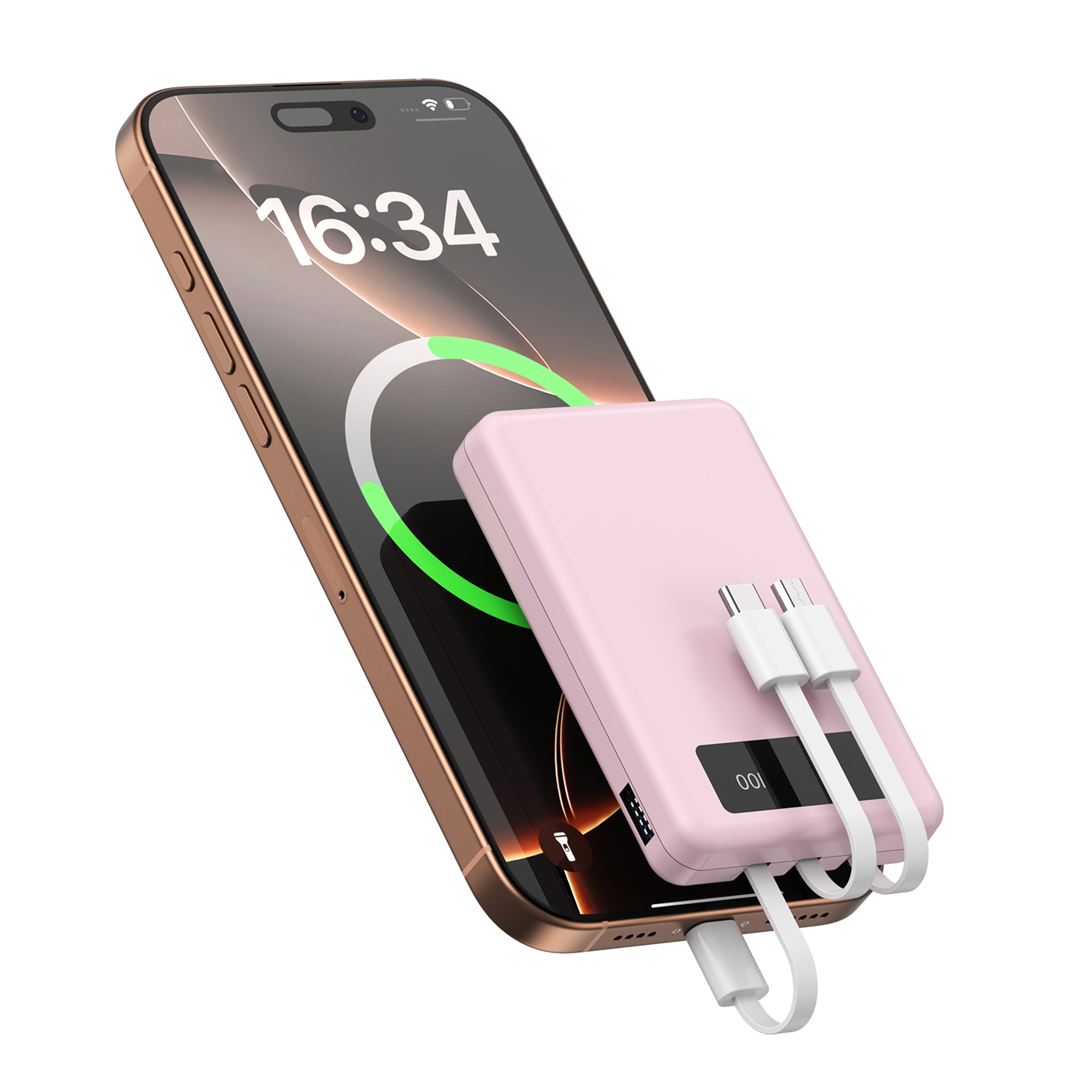 Portable Power Bank With Built In Cables LED Display Slim Travel Charger 1