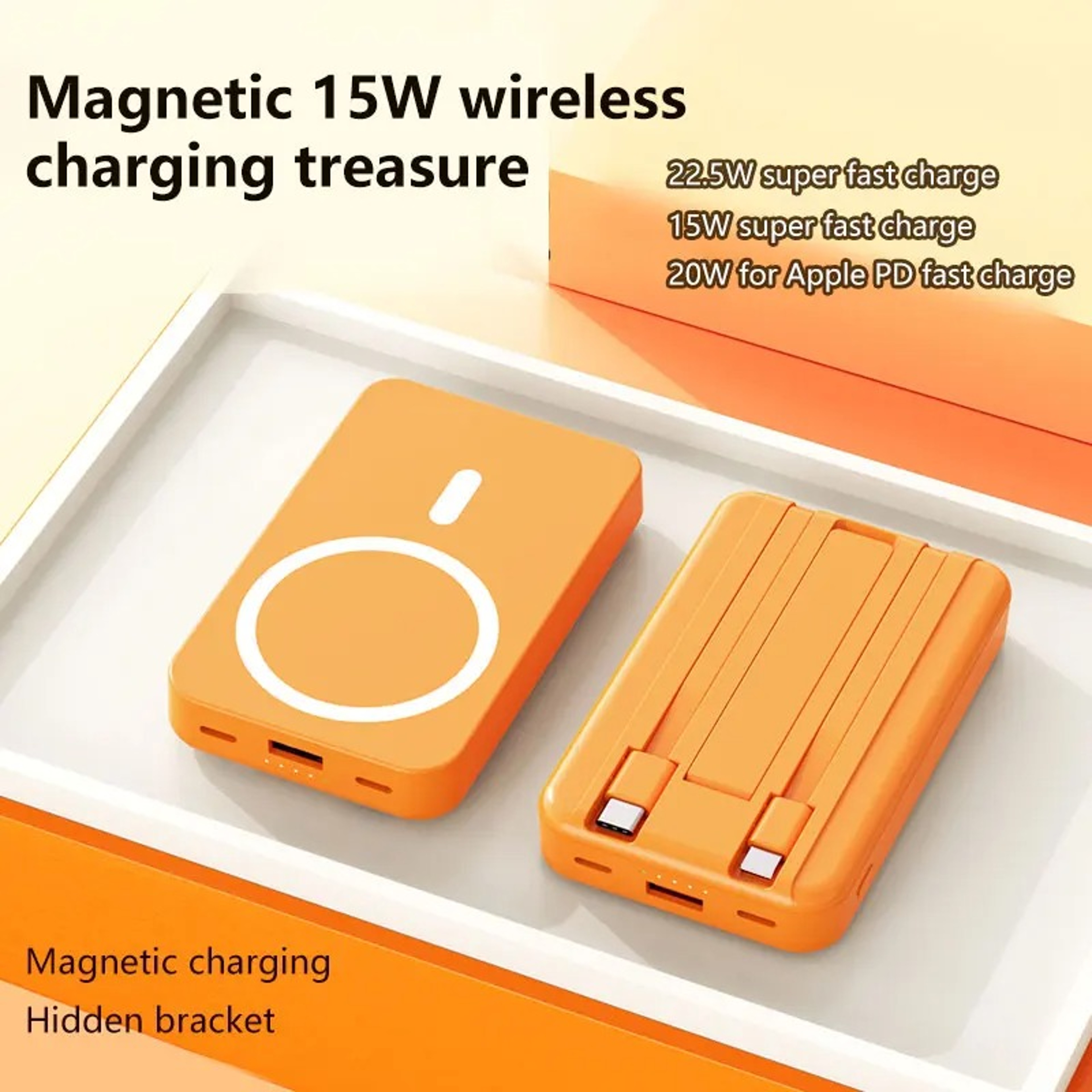 Magnetic Power Bank With Wireless Fast Charging  Built In Cable 4