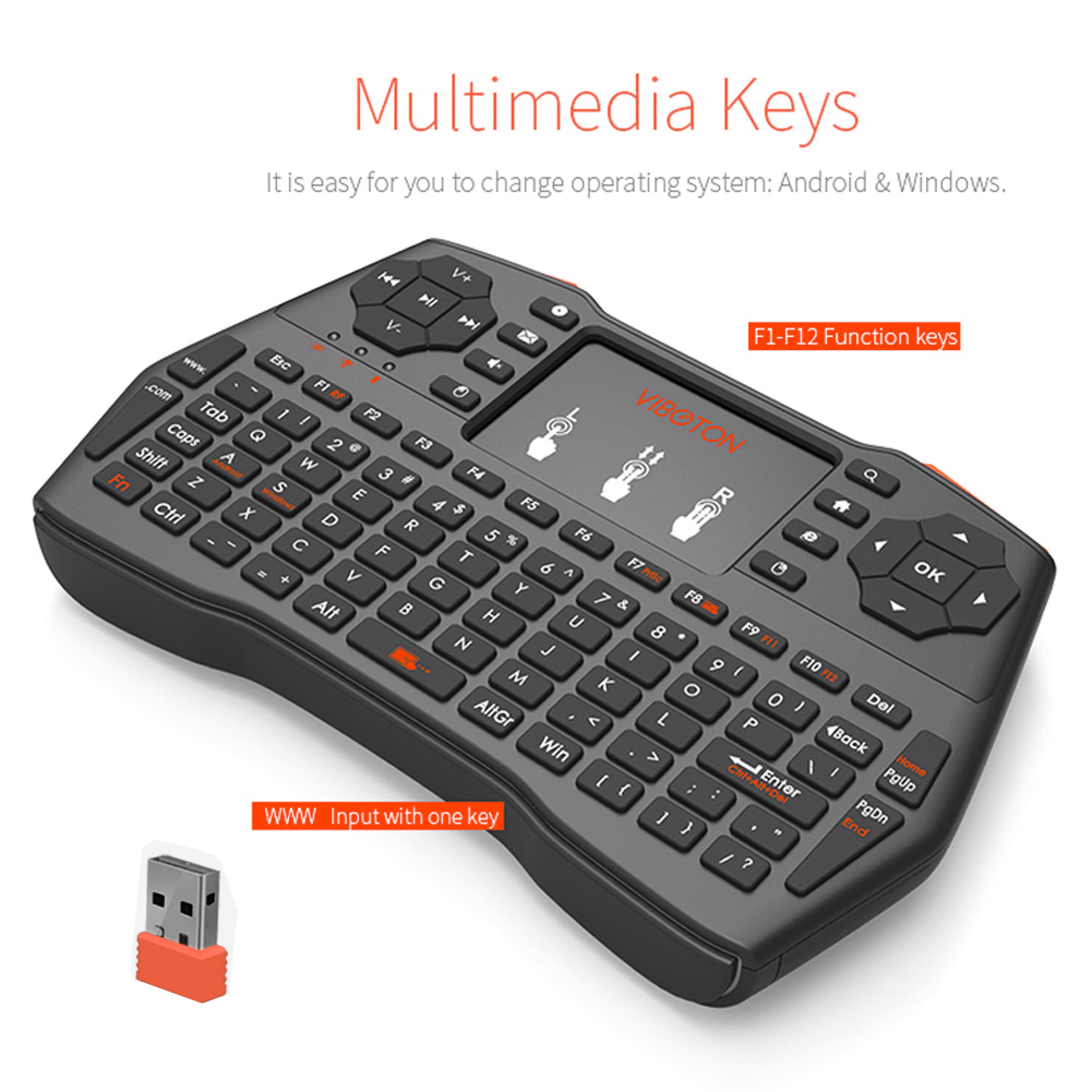 Mini Wireless Keyboard with Touchpad & Air Mouse for Smart TV PC Android TV Box and Gaming – view 6
