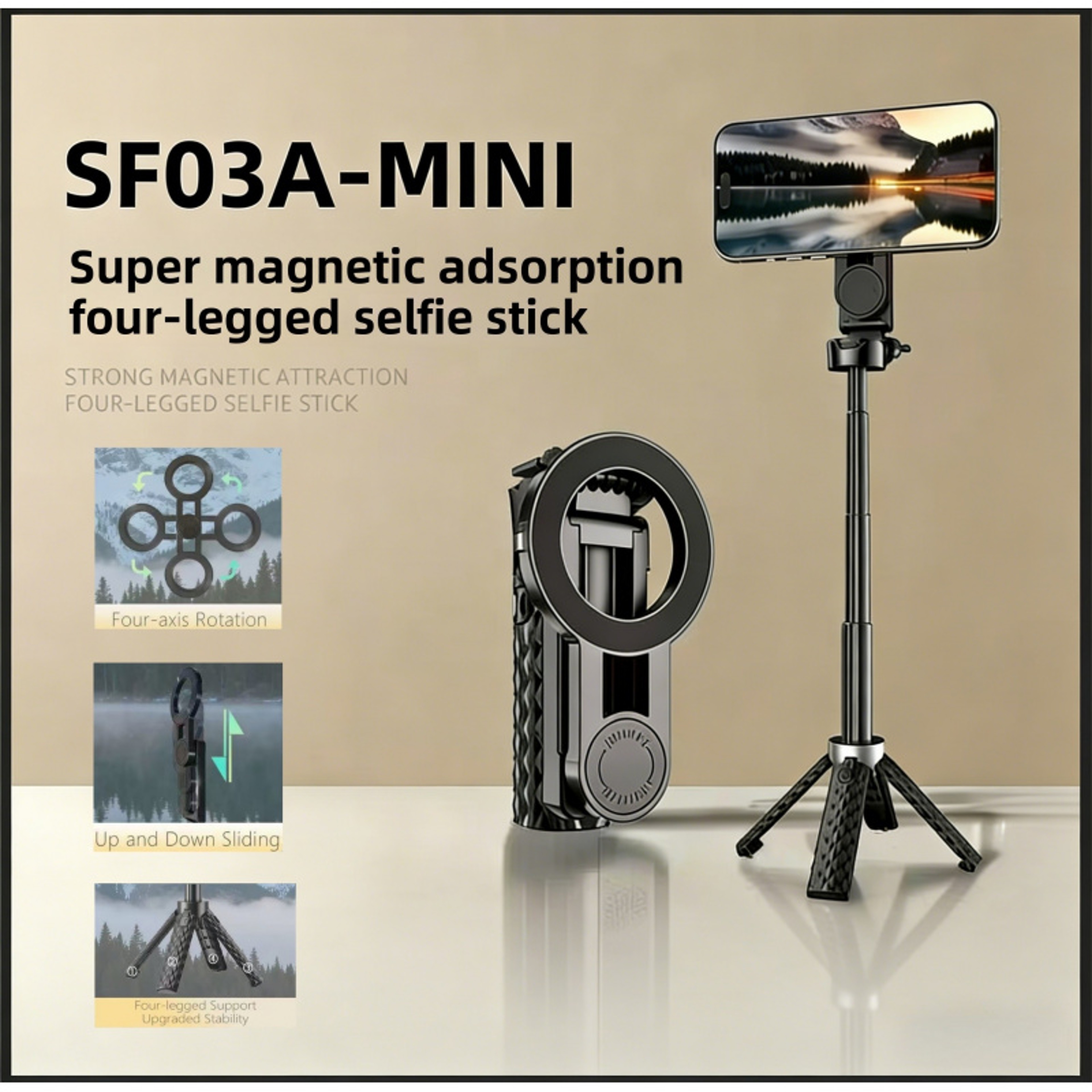 Magnetic Bluetooth Selfie Stick Extendable Phone Monopod With Rotating Holder For All Smartphones 0