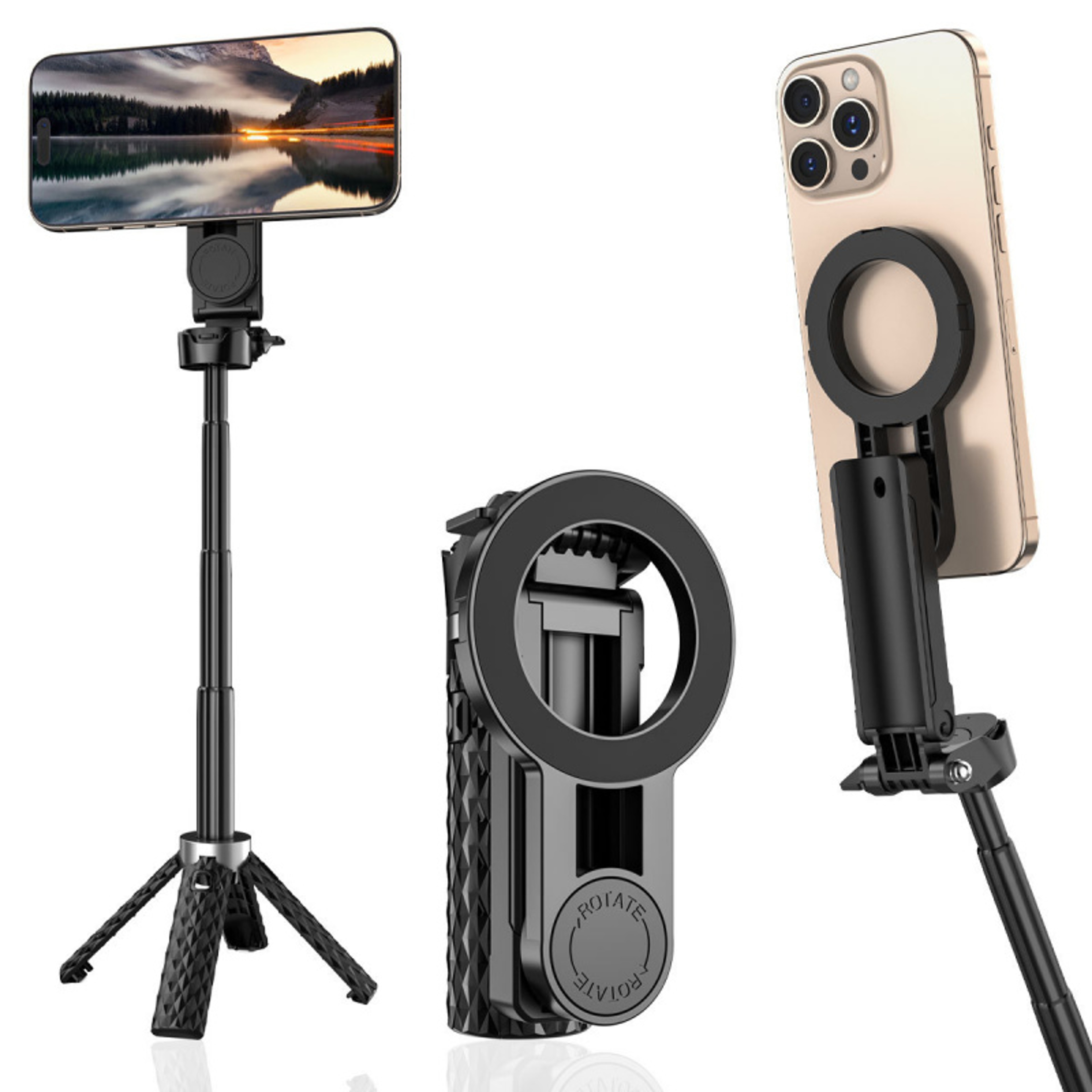 Magnetic Bluetooth Selfie Stick Extendable Phone Monopod With Rotating Holder For All Smartphones 8