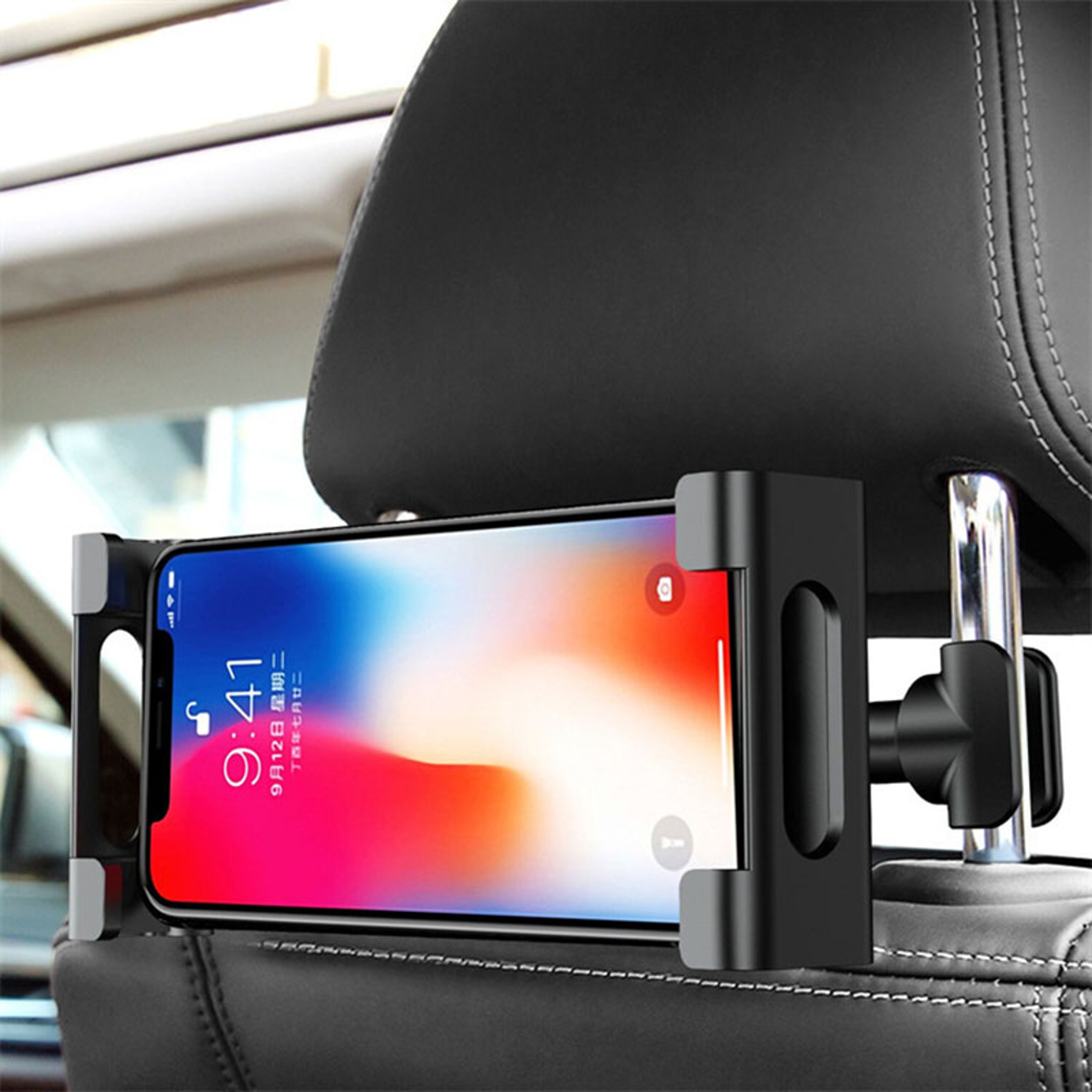 Telescopic Car Headrest Tablet Holder For Phones  Tablets Adjustable Backseat Mount 0