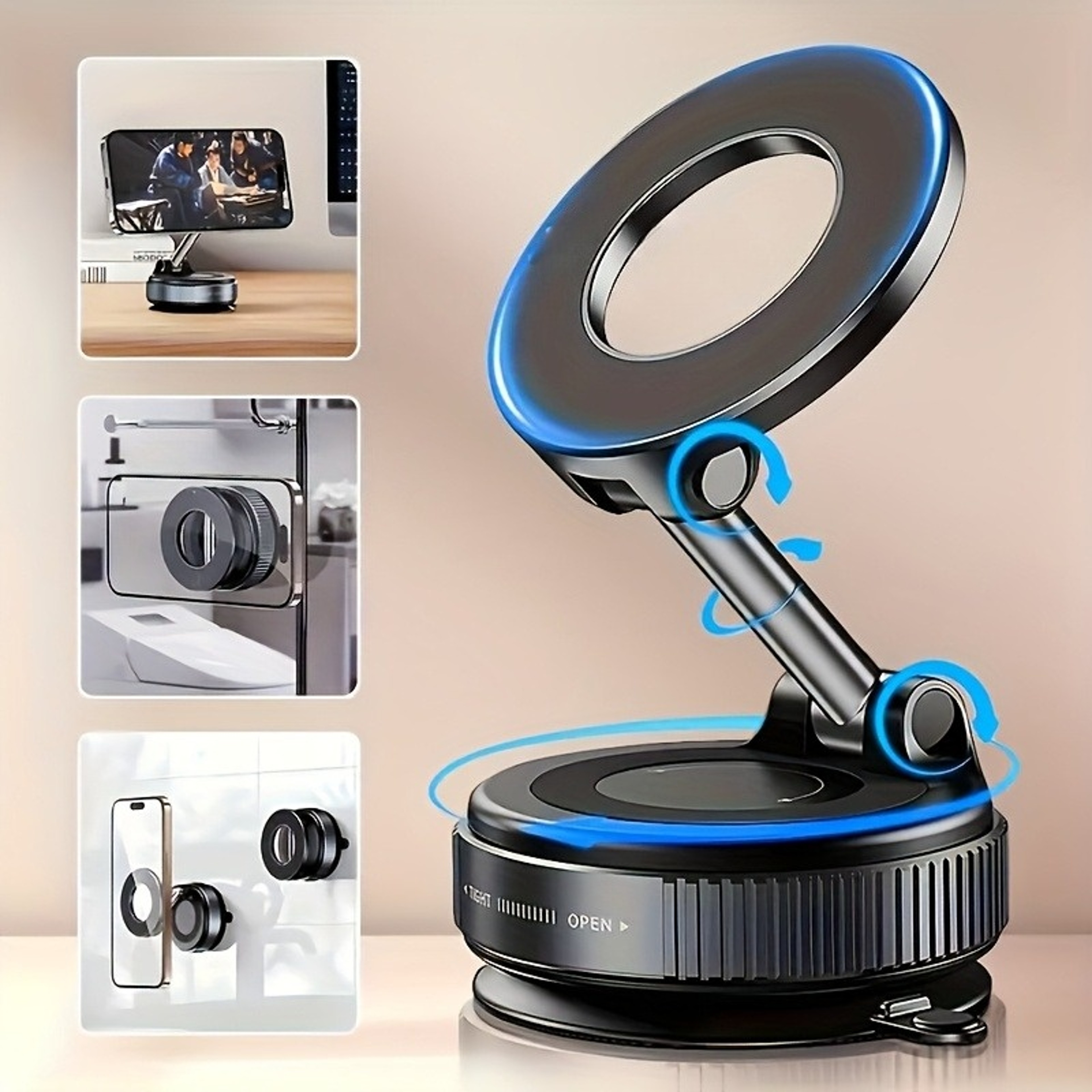 Strong Magnetic Phone Holder With Vacuum Suction Cup Adjustable Foldable Mount For Car Desk  Home 3