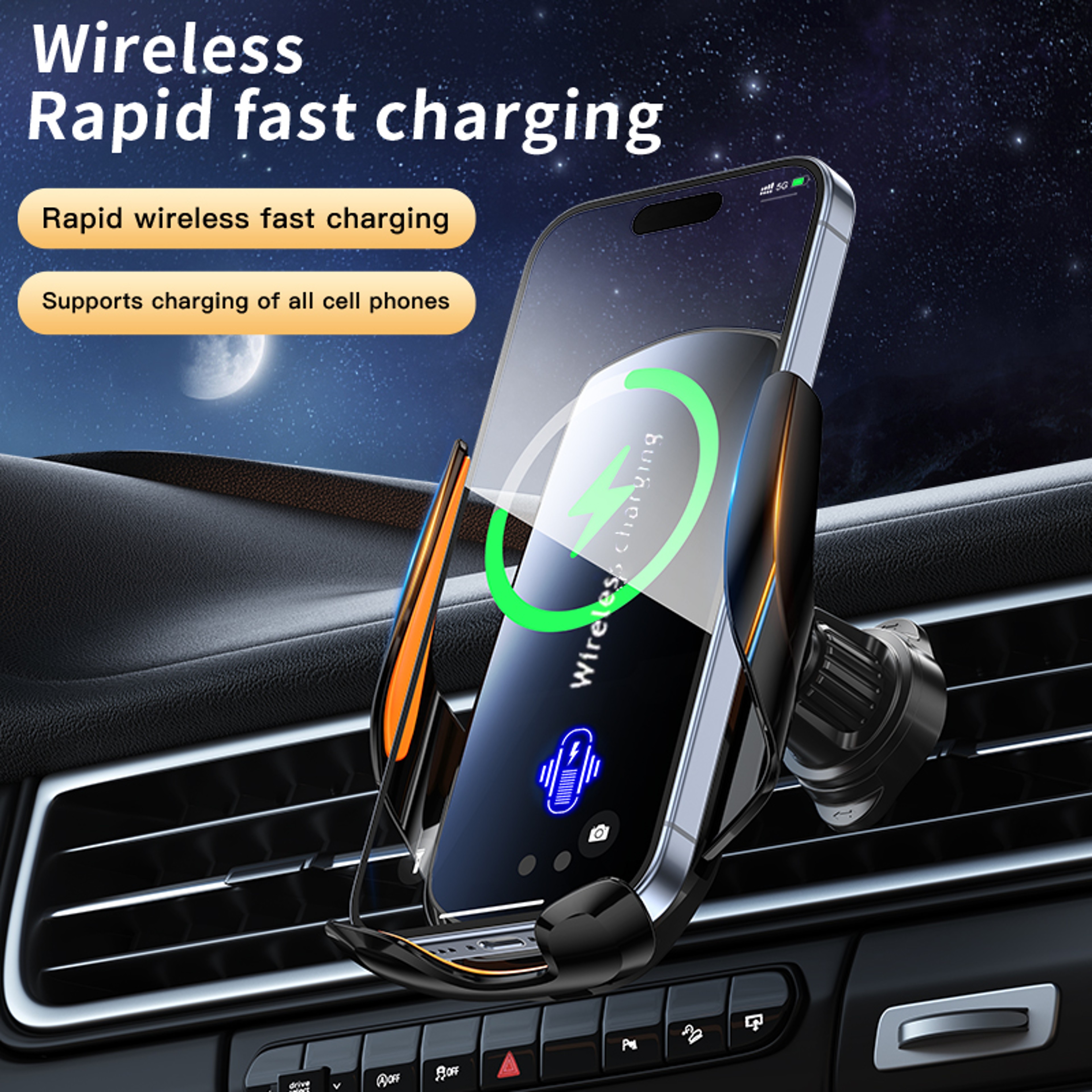 Wireless Car Charger Mount With Rotating Vent Clip For MagSafe Compatible Phones 2