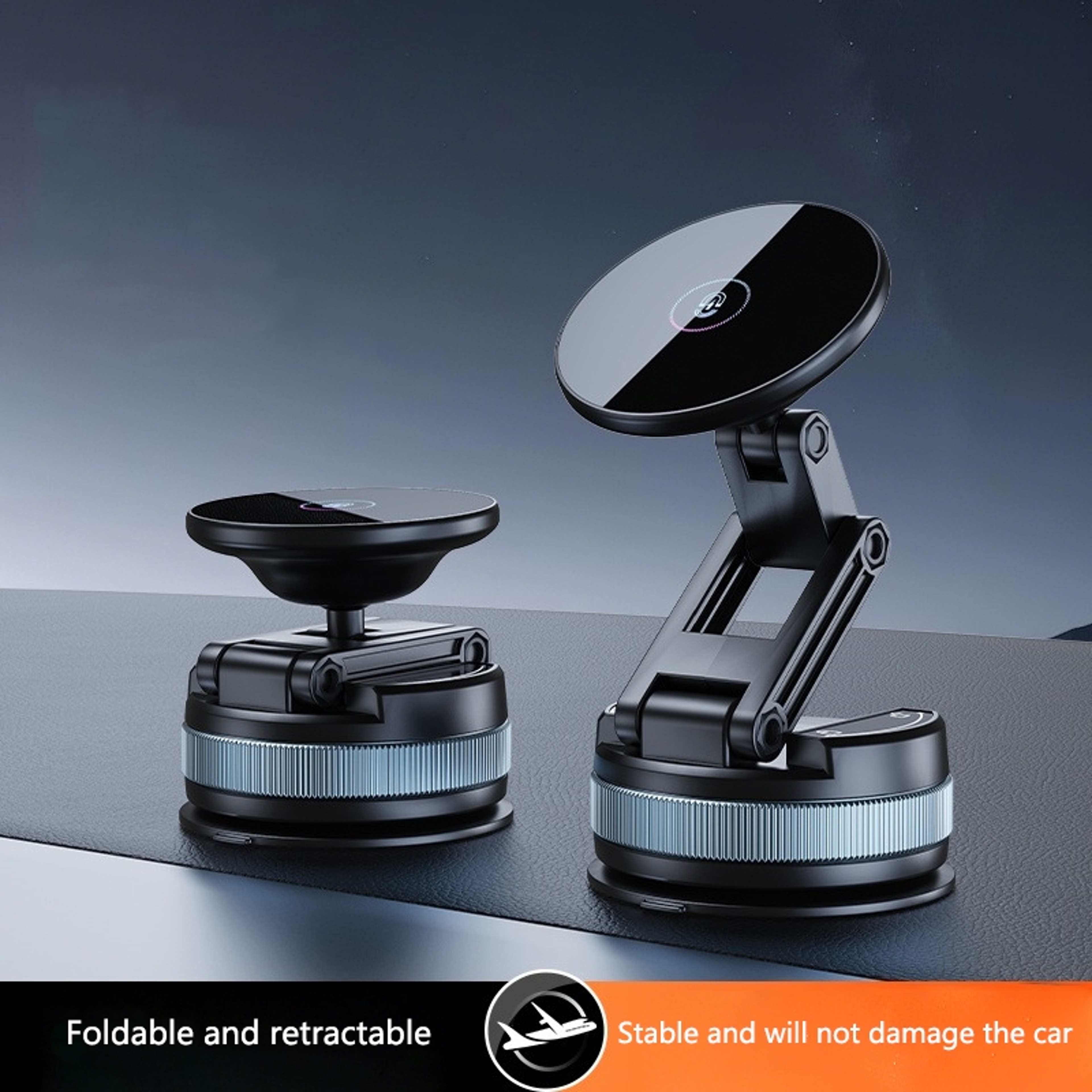 Magnetic Car Phone Holder With Suction Cup Rotating Foldable Extendable Car Phone Mount 1