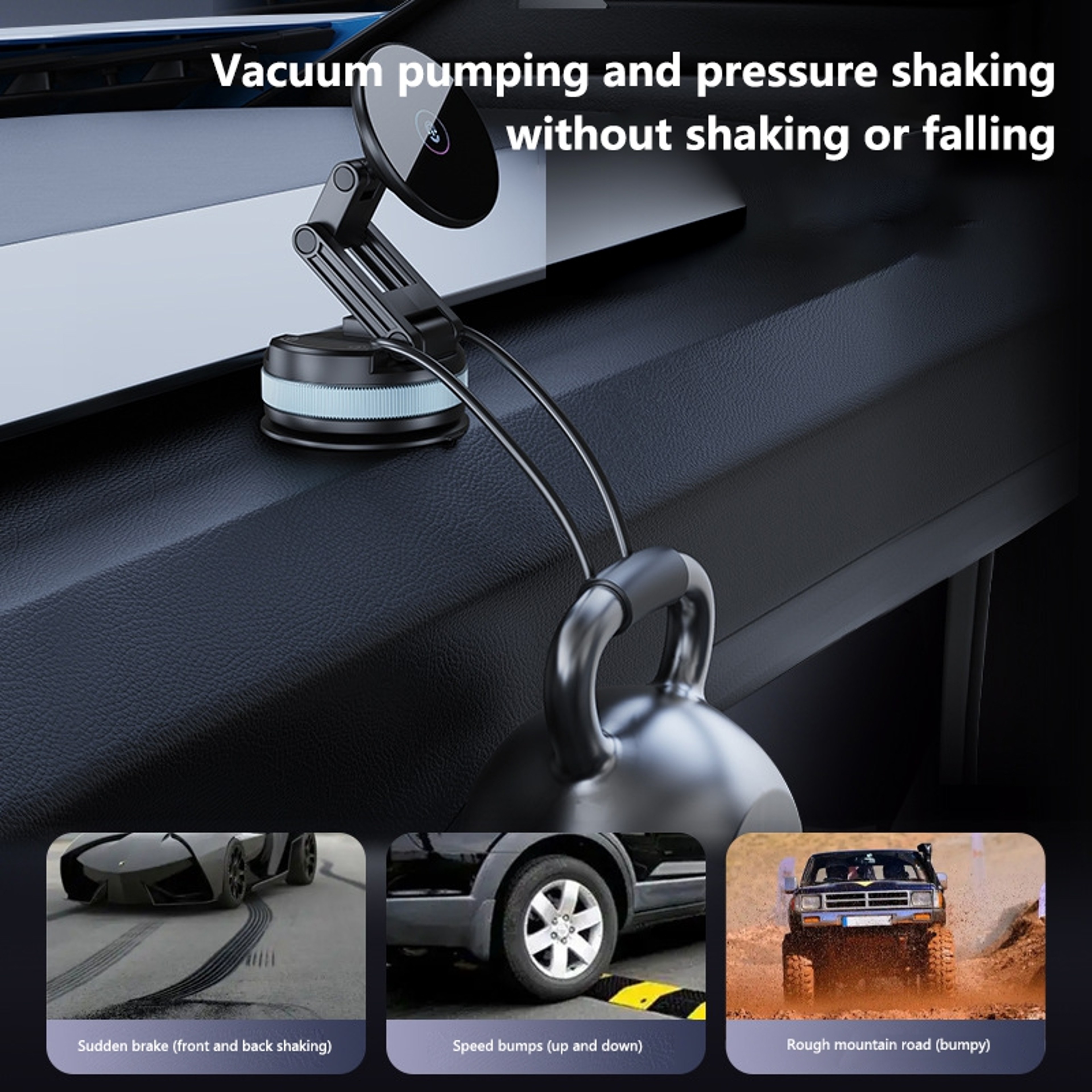 Magnetic Car Phone Holder With Suction Cup Rotating Foldable Extendable Car Phone Mount 2