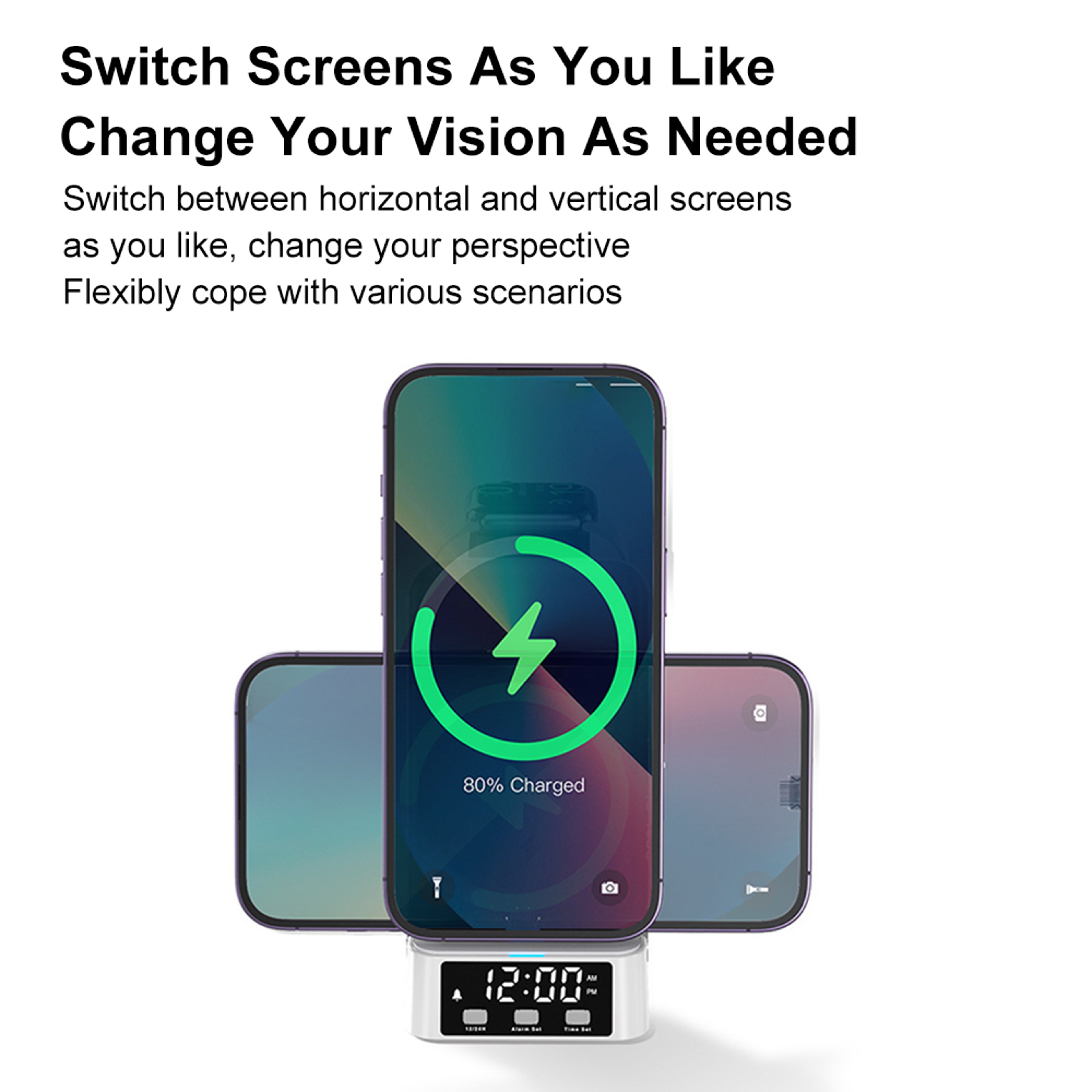 Wireless Charger With Clock Magnetic Charging Station For IPhone Samsung  Foldable Phones 1