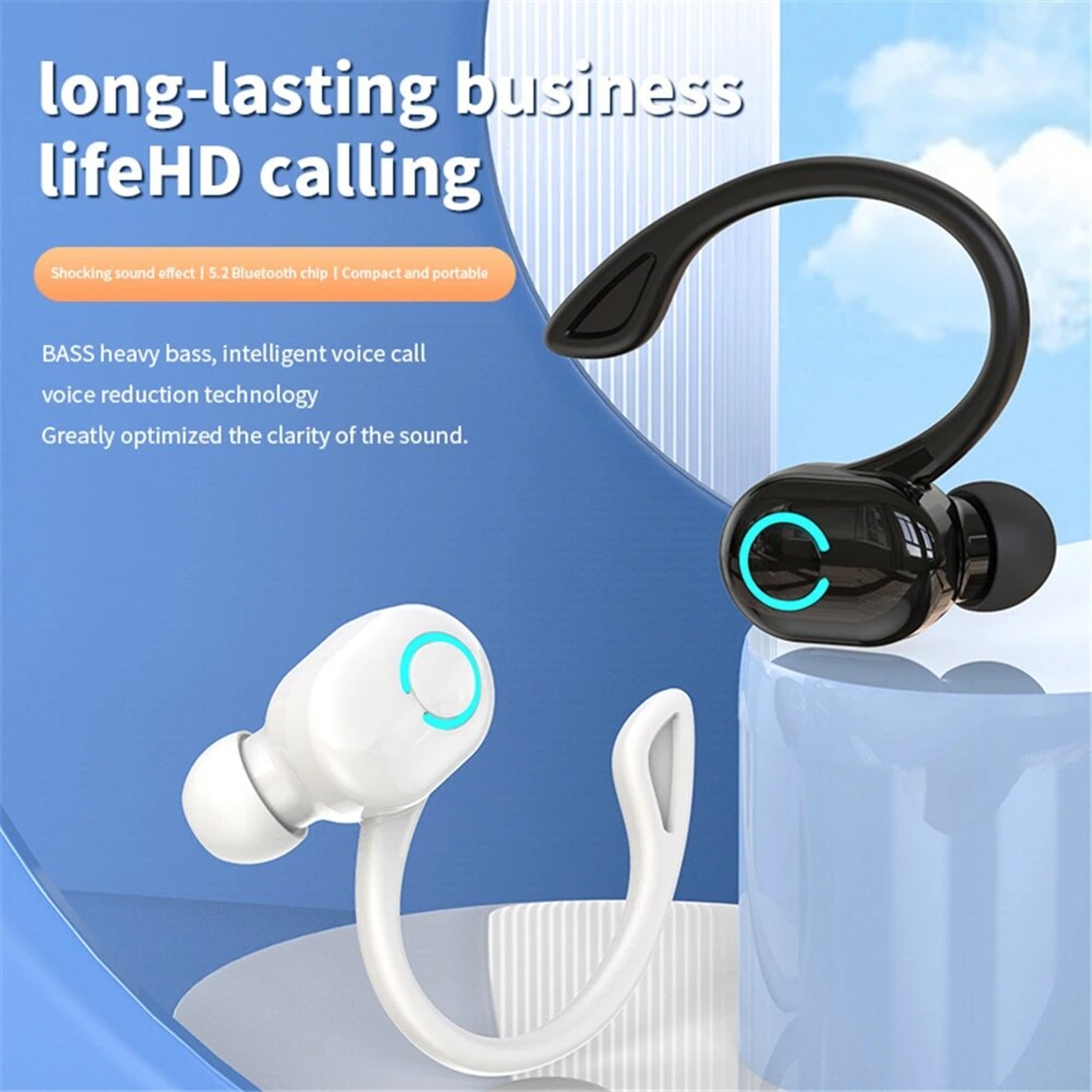 Bluetooth Ear Hook Wireless Sports Earbuds With Handsfree Calling For Work  Fitness 4