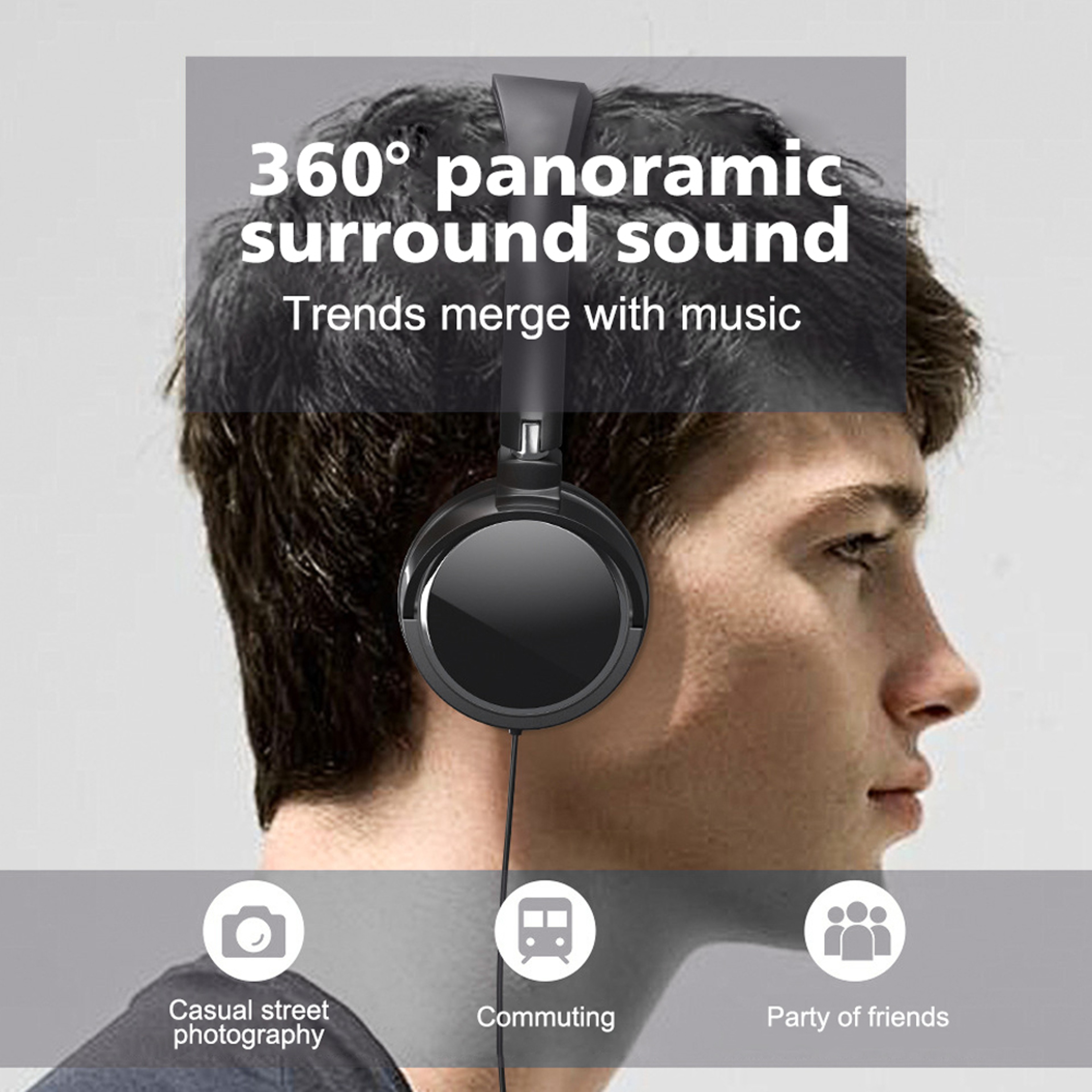 Foldable Wired Headphones With Microphone Bass Stereo Adjustable Headset For PC Laptop  Mobile 8