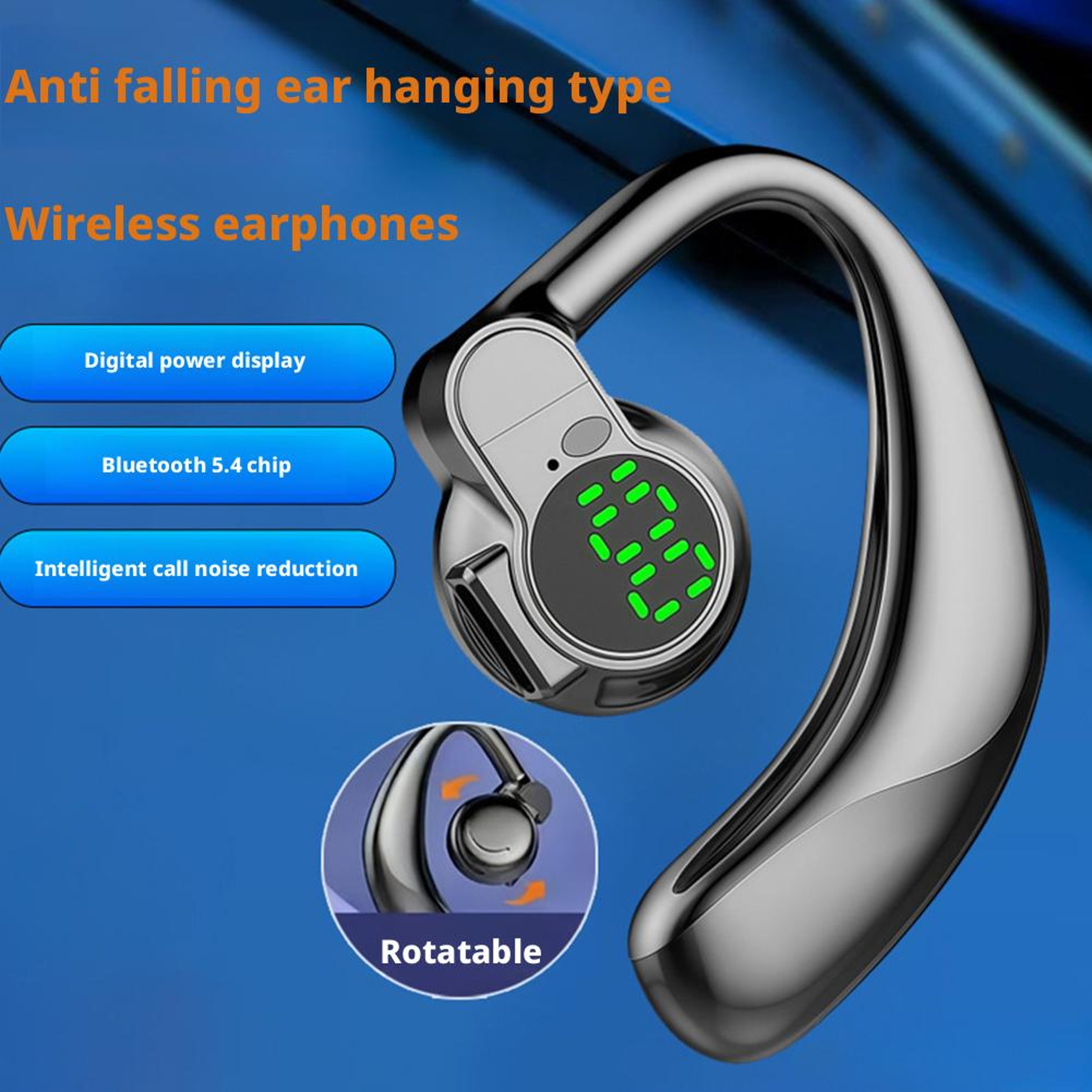 Rotatable Bluetooth Single Ear Bluetooth Headset With Microphone  Ear Hook 3