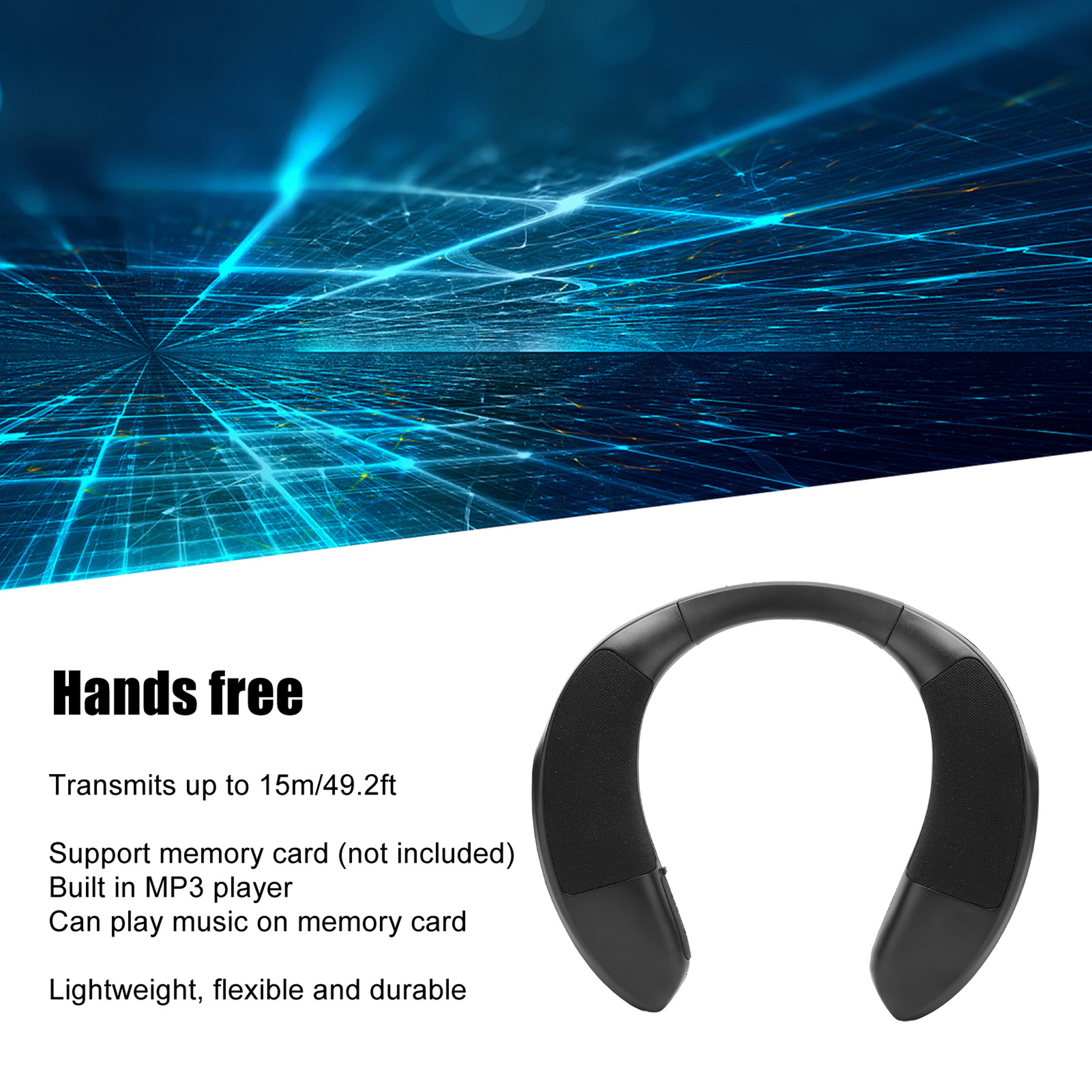 Bluetooth Neck Speaker Wearable Wireless Neckband Speaker With Microphone For Hands Free Calls  Ste 3