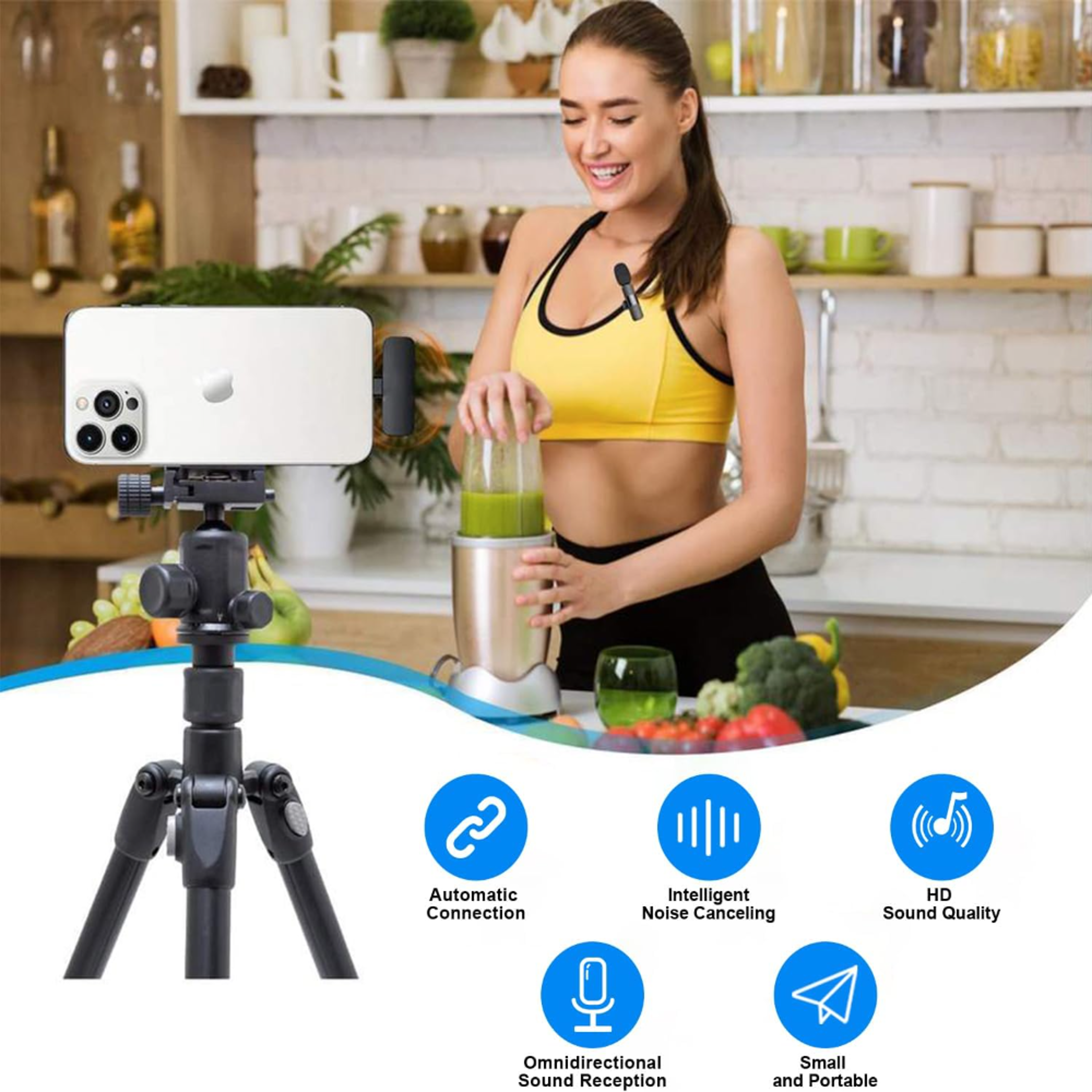 Wireless Lavalier Microphone with Clip On Design for iPhone Android & iPad – view 4