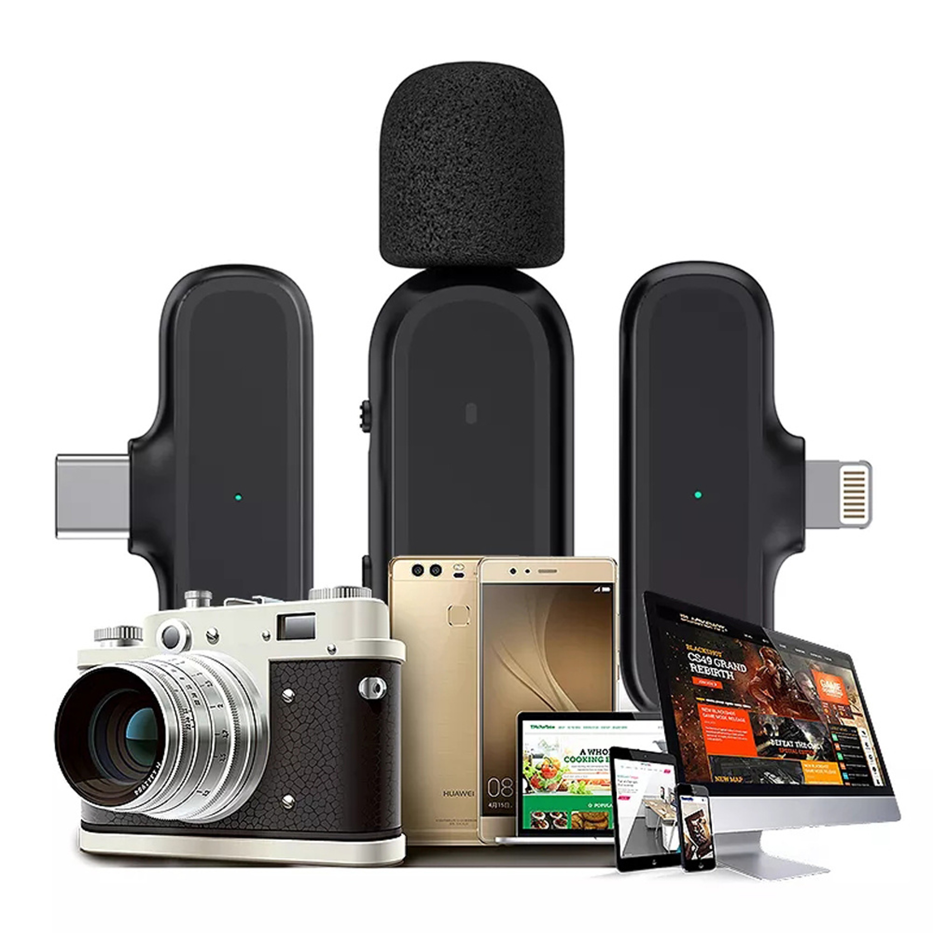 Wireless Lavalier Microphone With Charging Case Clip On Mic For IPhone Android  Video Recording 4