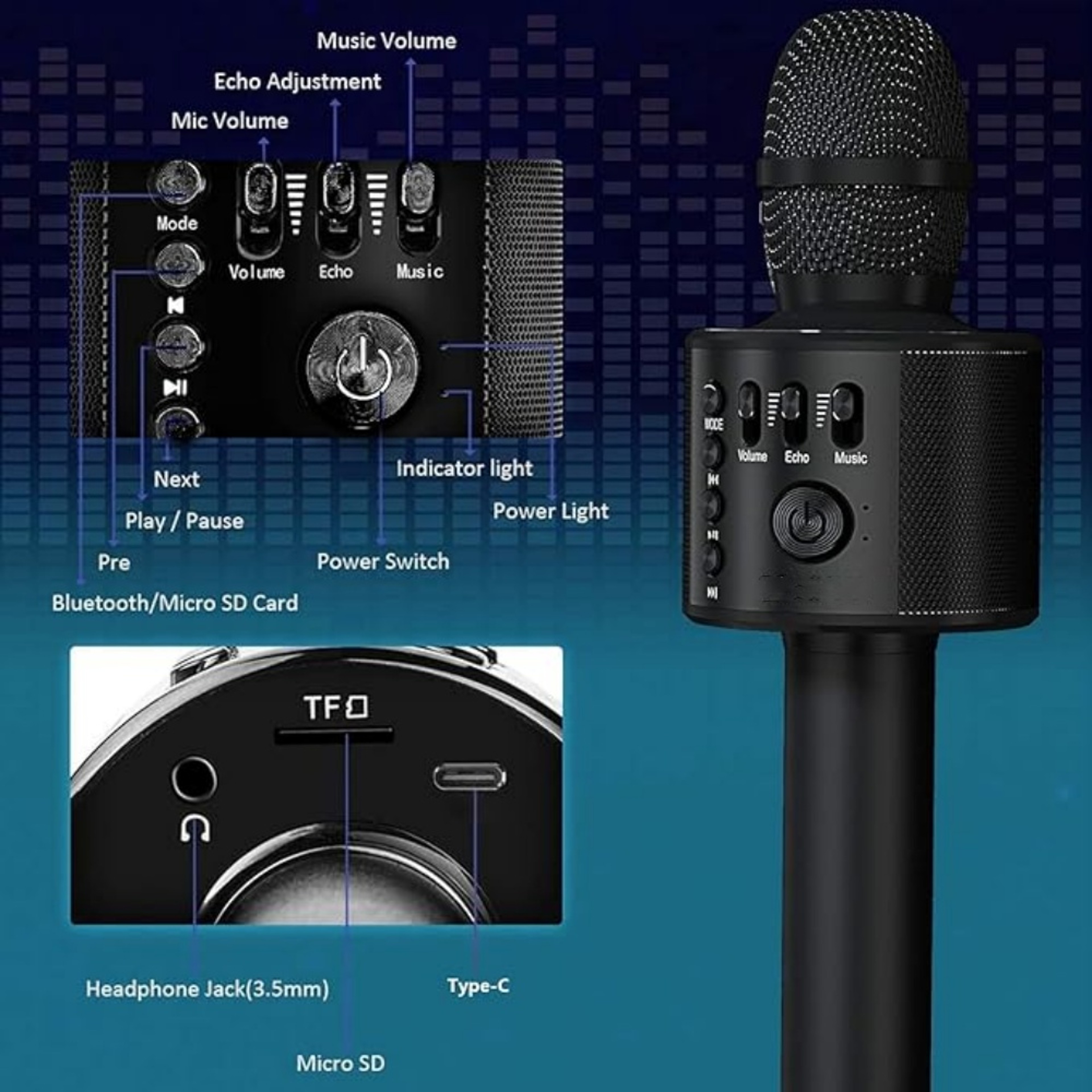 Portable Bluetooth Karaoke Microphone With Wireless Speaker For Kids  Family Fun 4