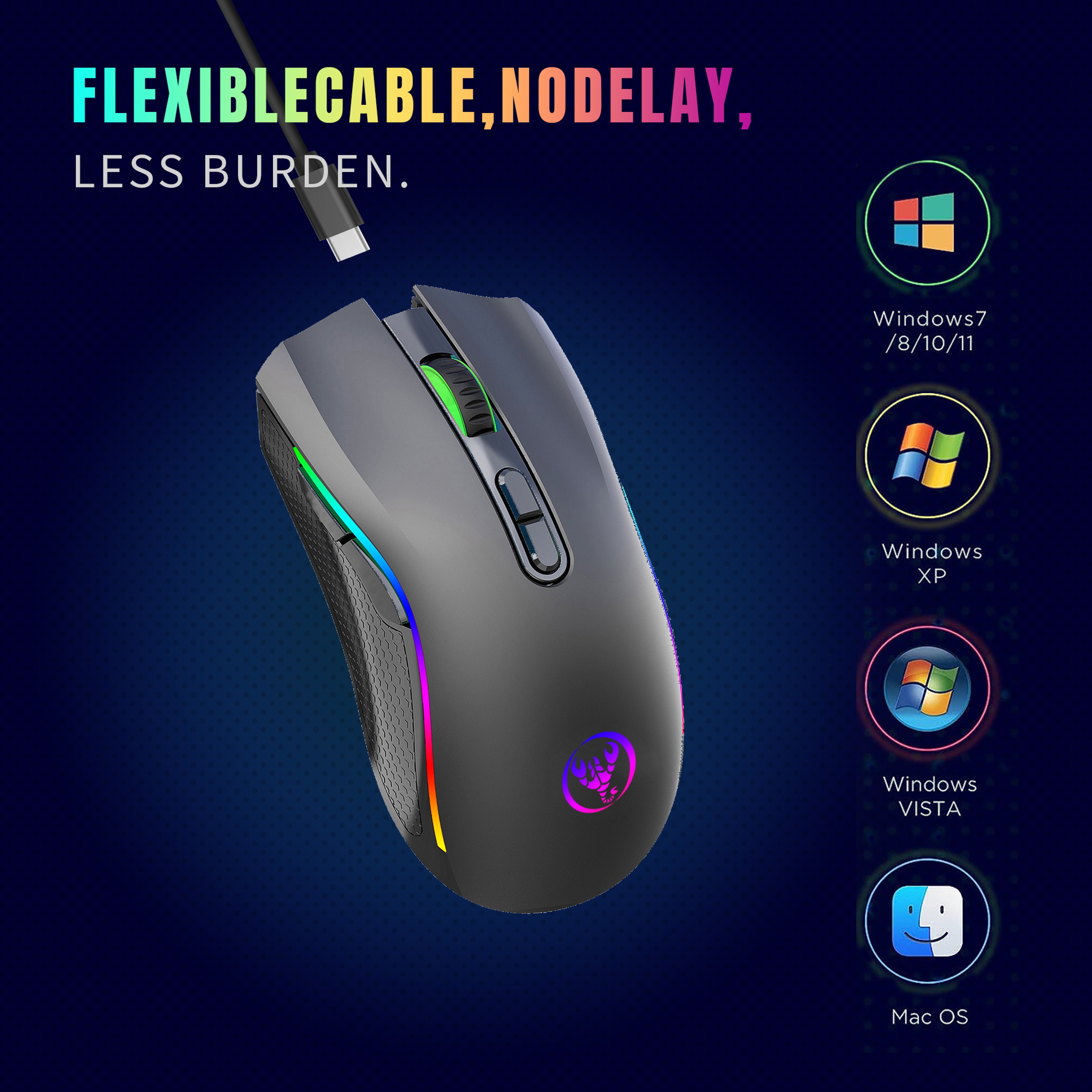 Rechargeable Wireless RGB Gaming Mouse Ergonomic Backlit Mouse for PC & Laptop – view 3