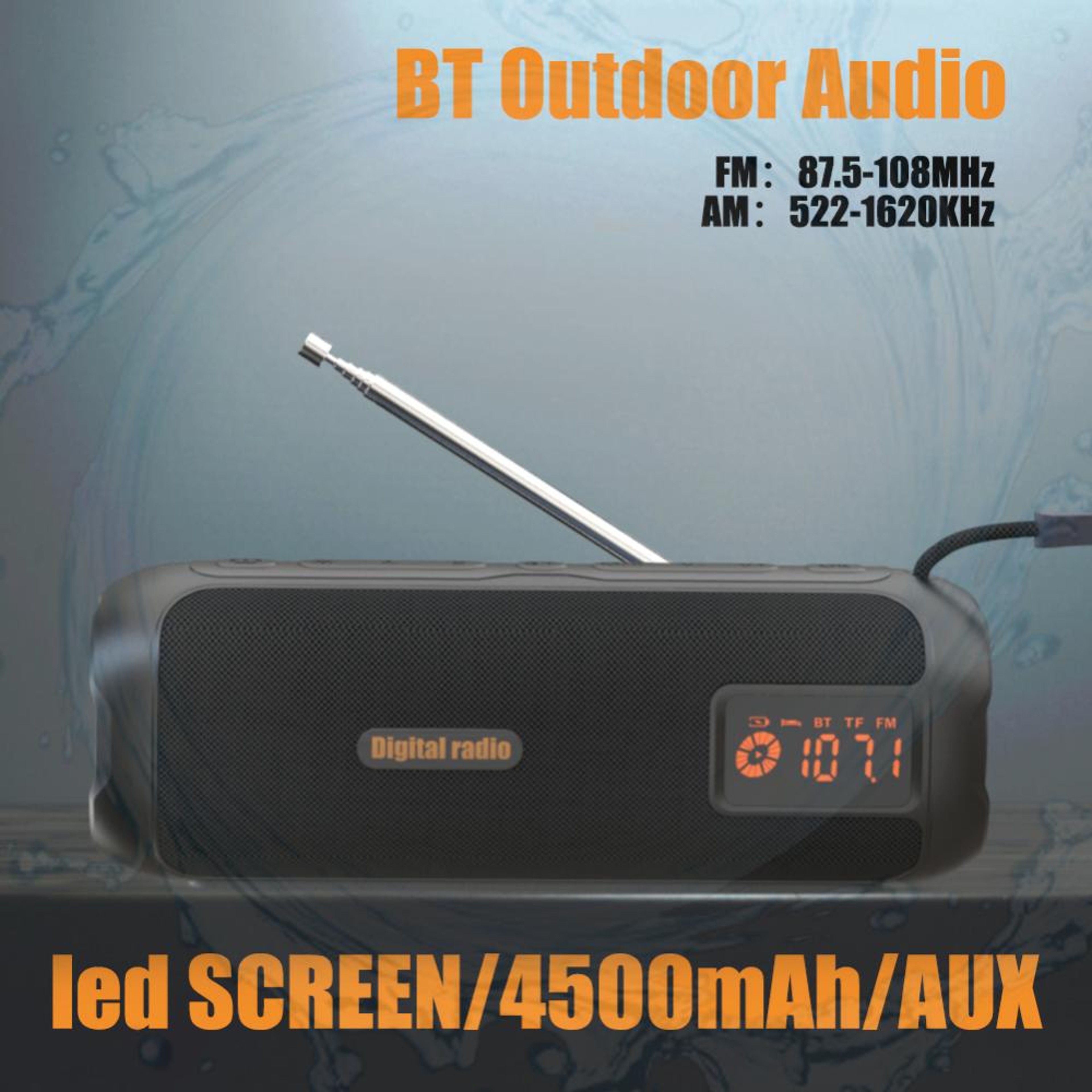 Portable Bluetooth Speaker With FM Radio Rechargeable Wireless Radio And LED Display 1