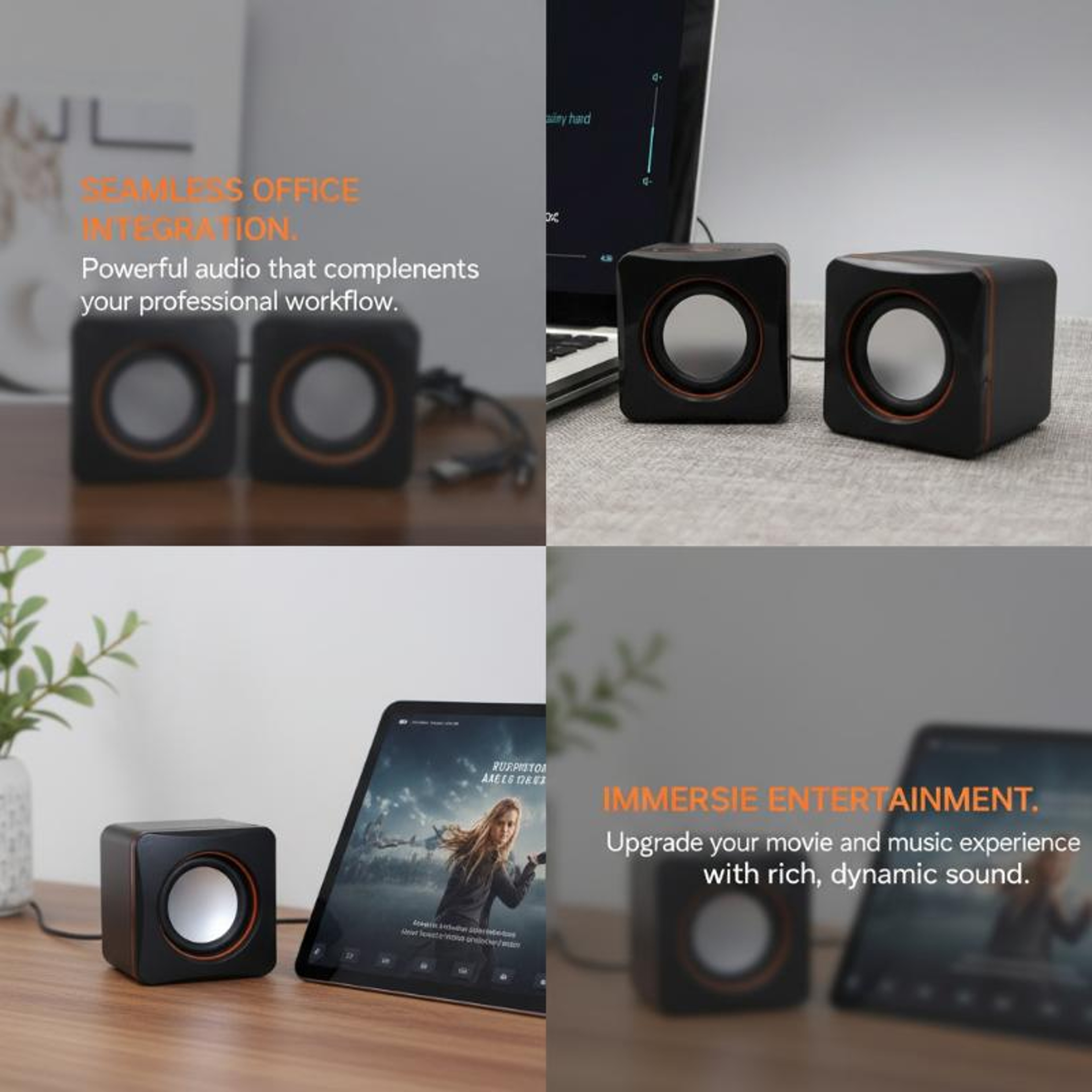 USB Computer Speakers with Stereo Sound LED Lights & Built In Microphone for PC and Laptop – view 6