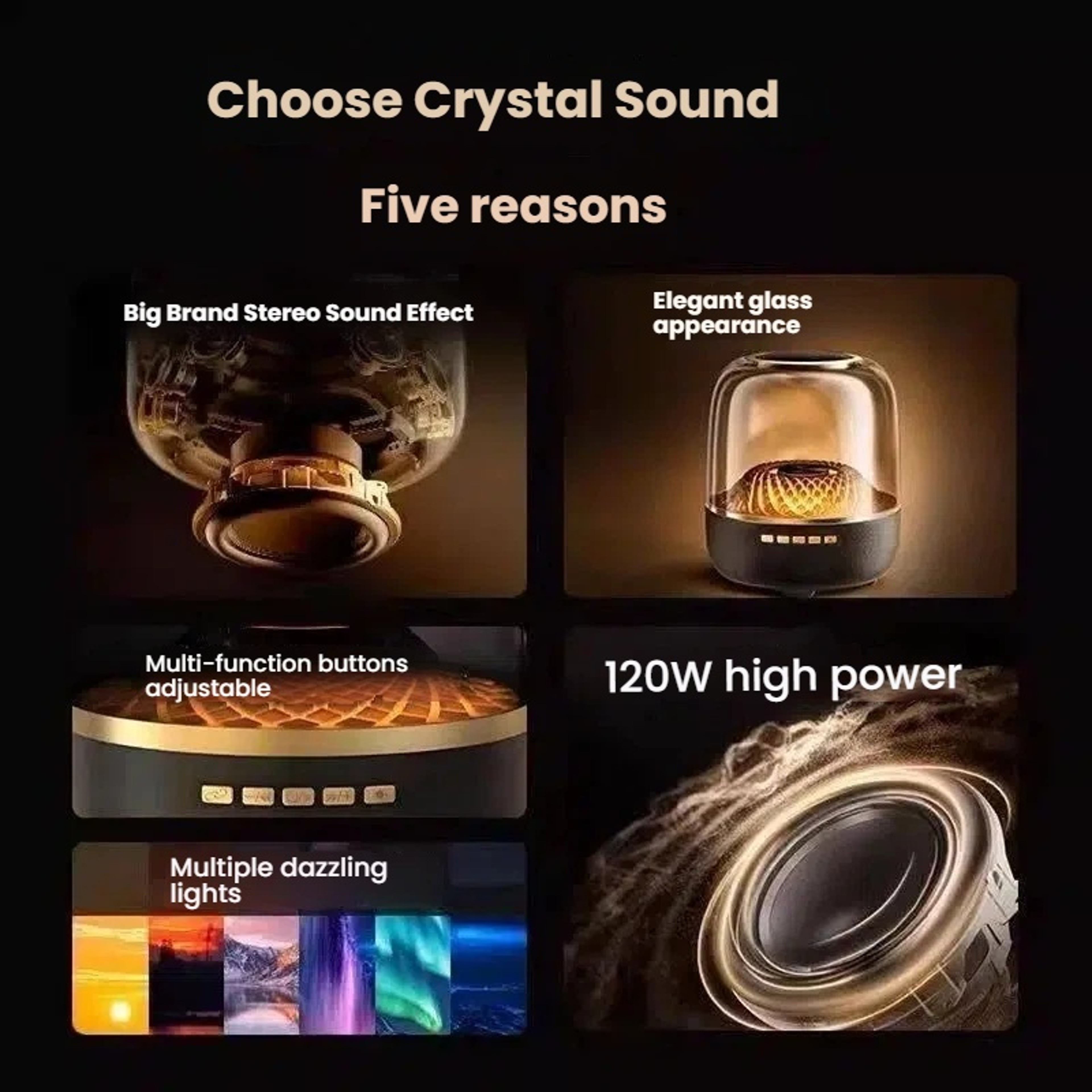 Crystal Pro Portable Bluetooth Speaker With Deep Bass TF Card Slot  FM Radio 3