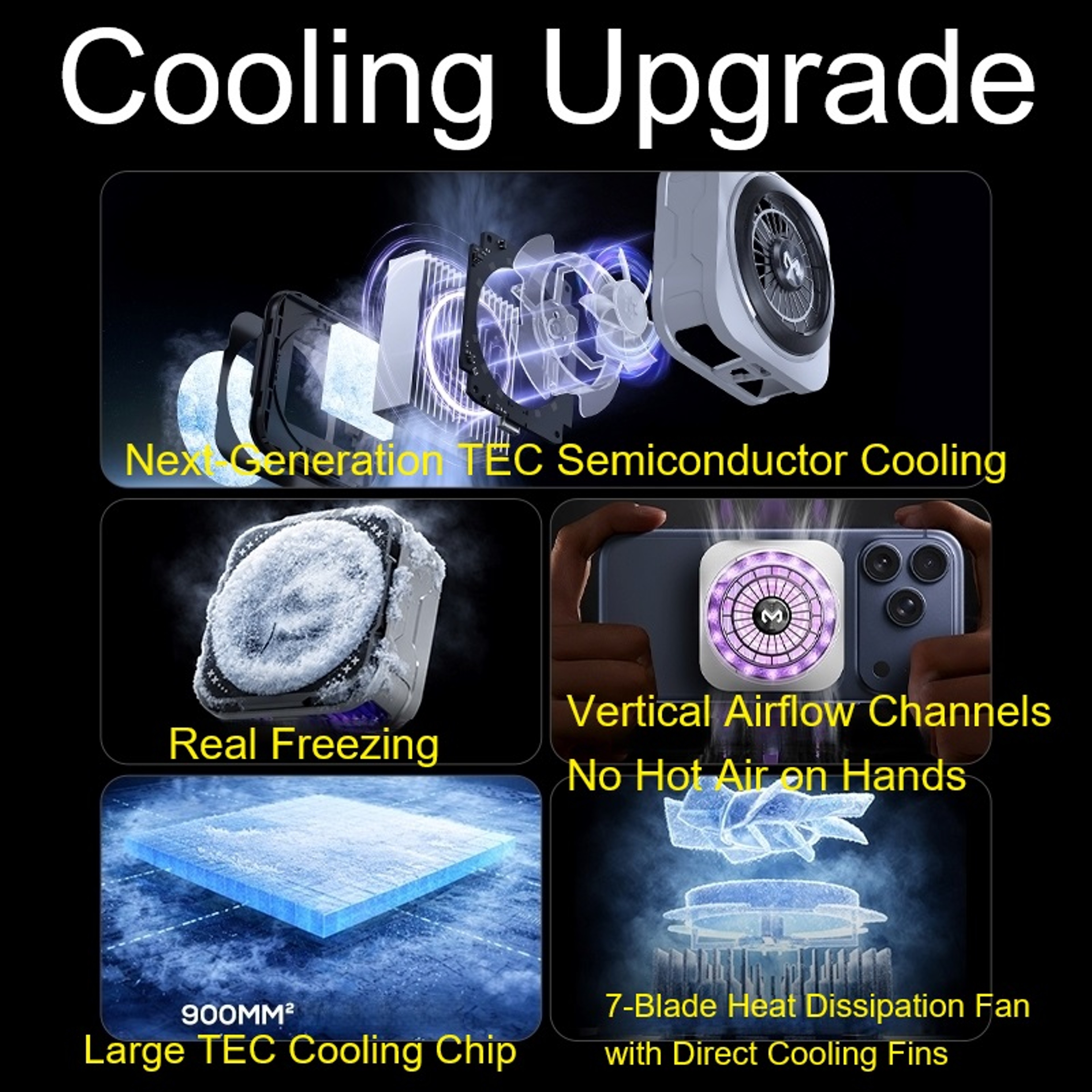 Magnetic Phone Cooler With TEC Chip Dual Airflow Cooling Fan For Mobile Gaming 5