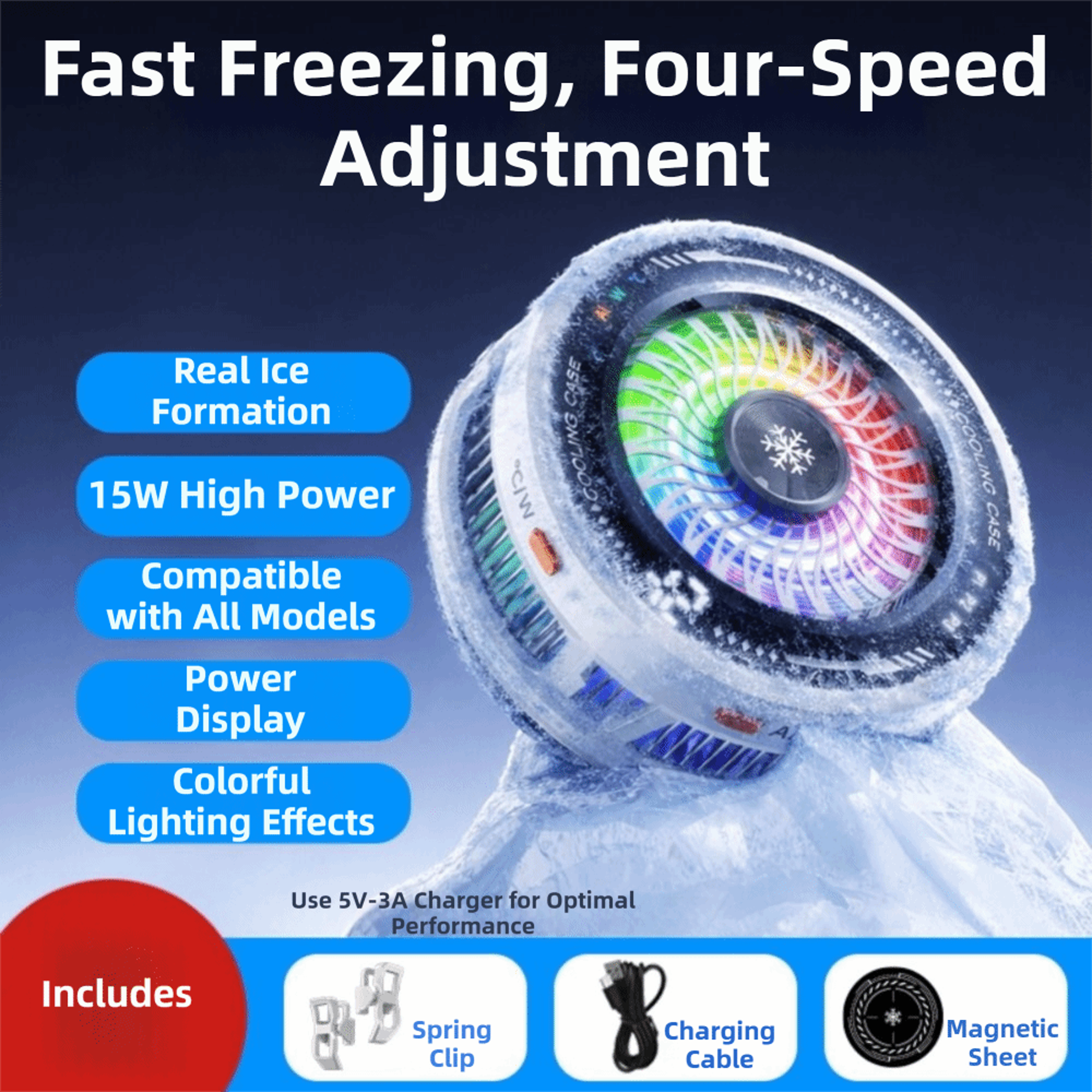 Magnetic Phone Cooler With RGB LED Cooling Modes For Mobile Gaming 1