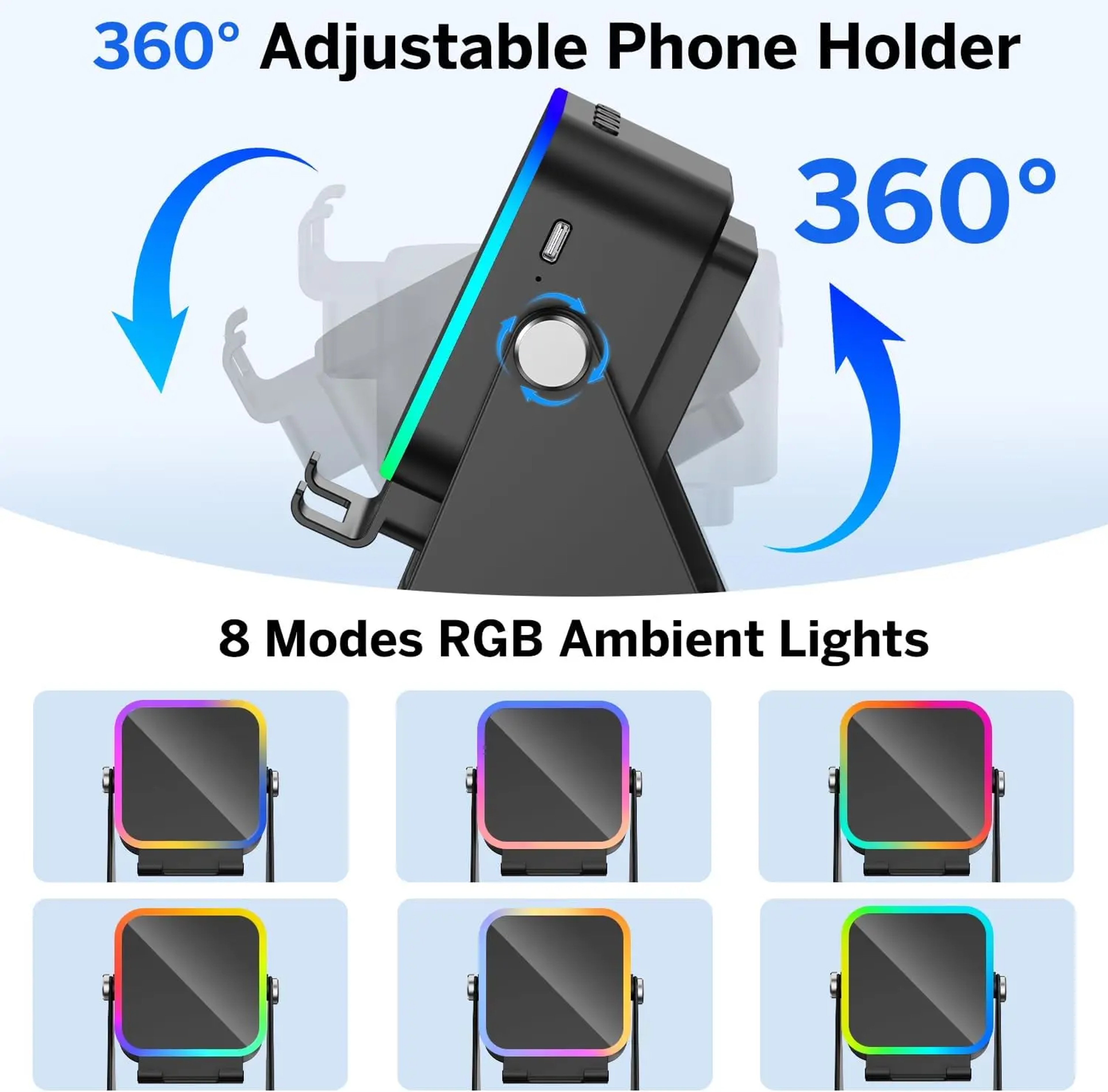 Wireless Induction Bluetooth Speaker With Phone Holder RGB Light  HiFi Portable Sound 3