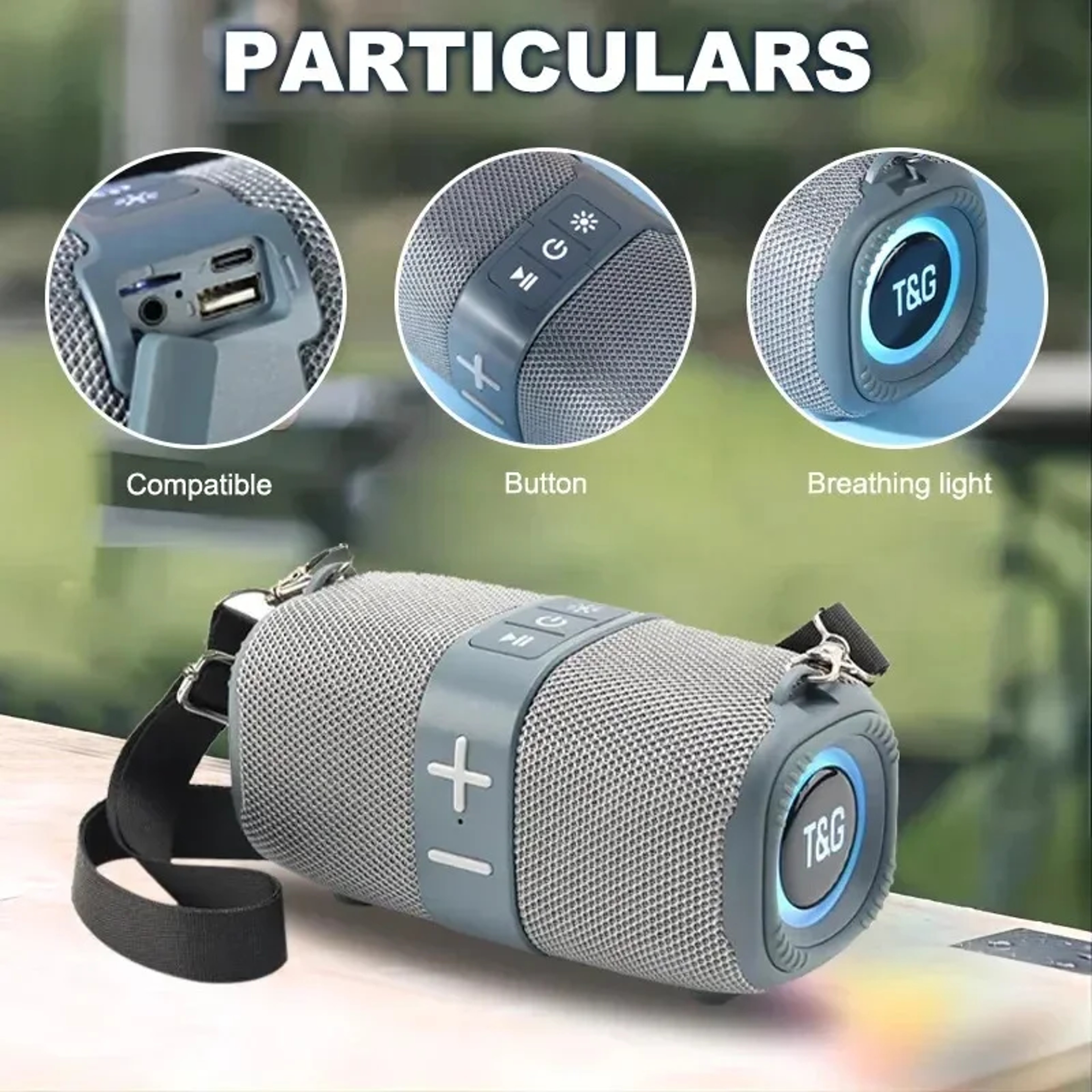 Portable Bluetooth Speaker With Dual Drivers RGB Lights FM Radio  TF USB Playback 2