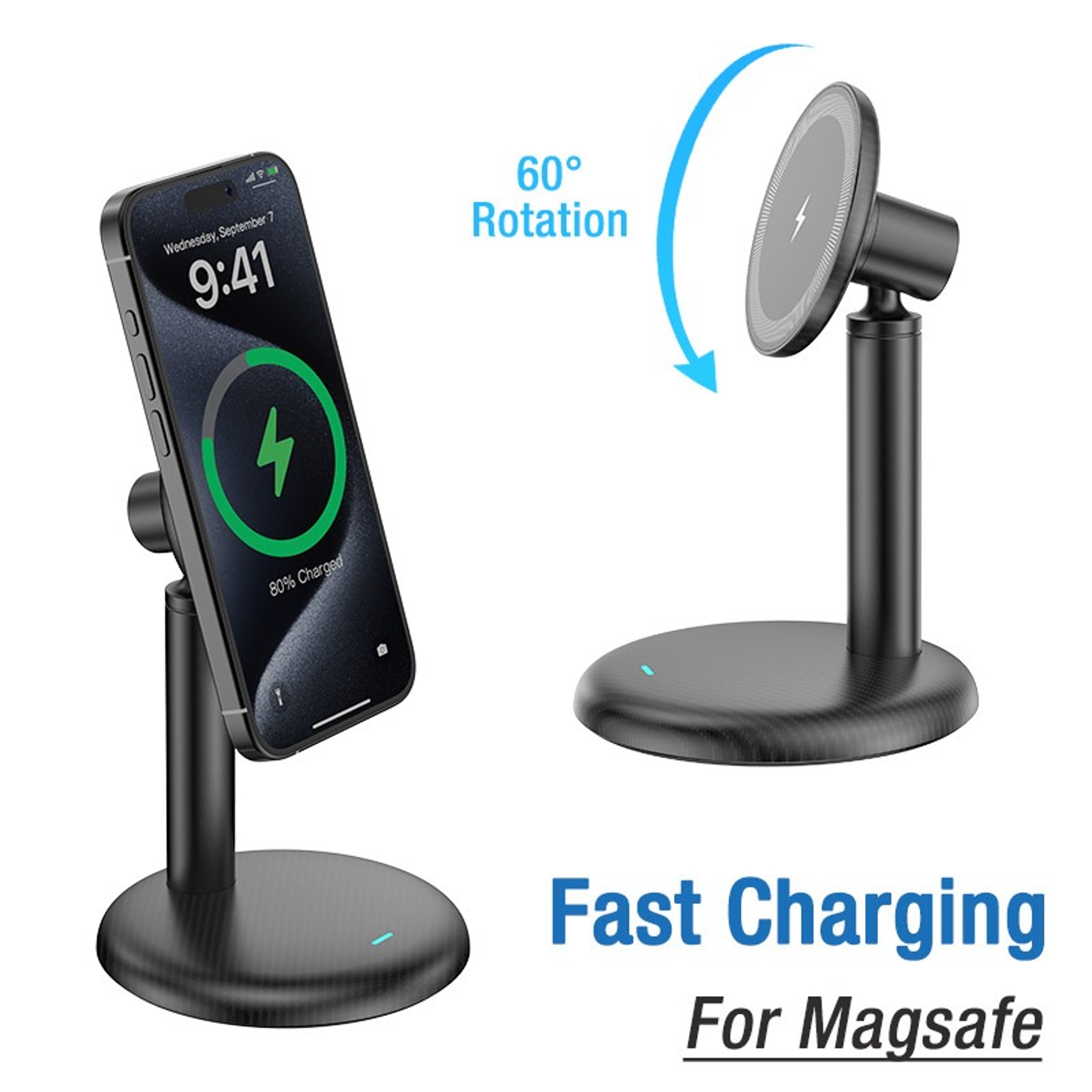 MagSafe Wireless Charging Stand With Rotating Magnetic Phone Holder 2