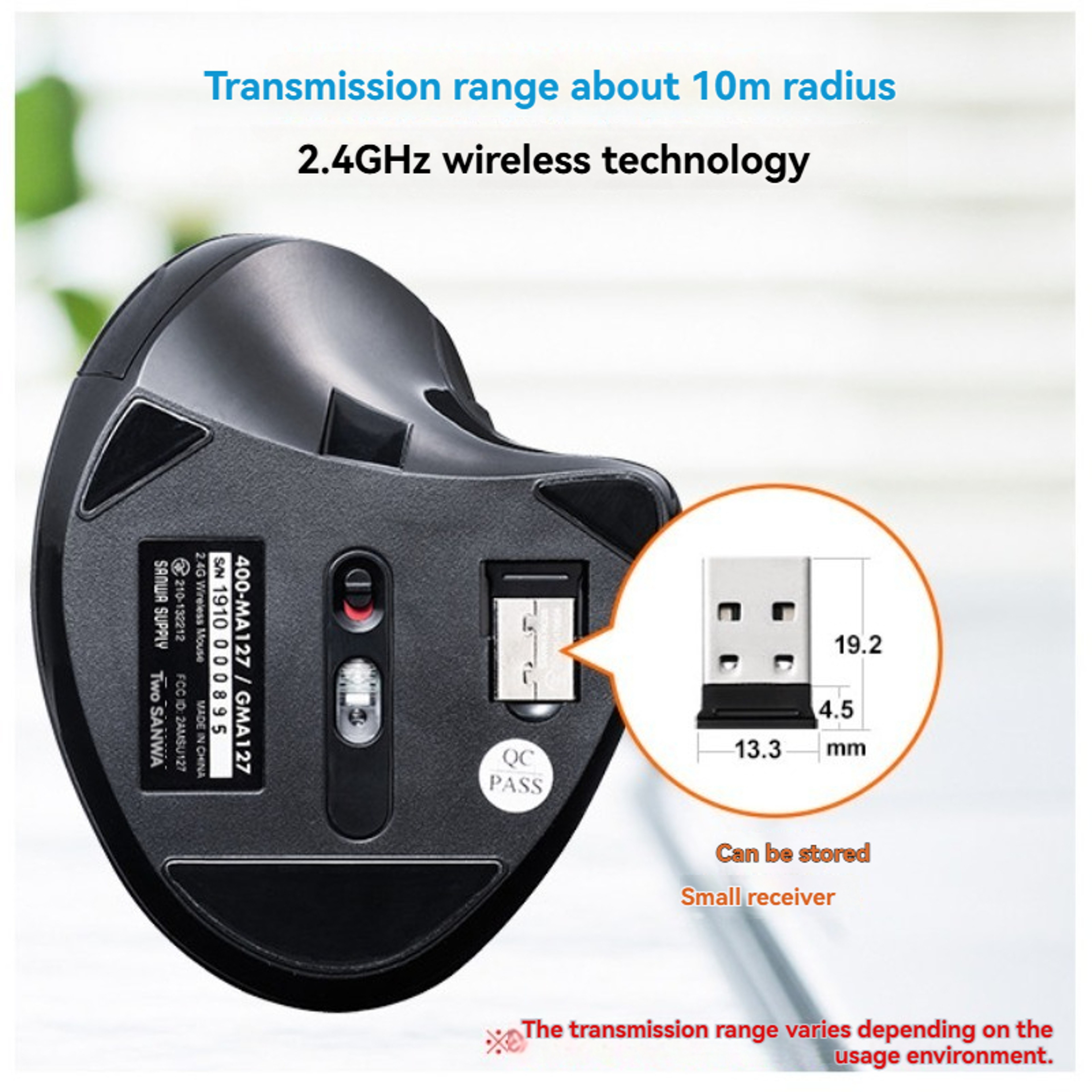 ErgoCharge Vertical Ergonomic Wireless Mouse 3