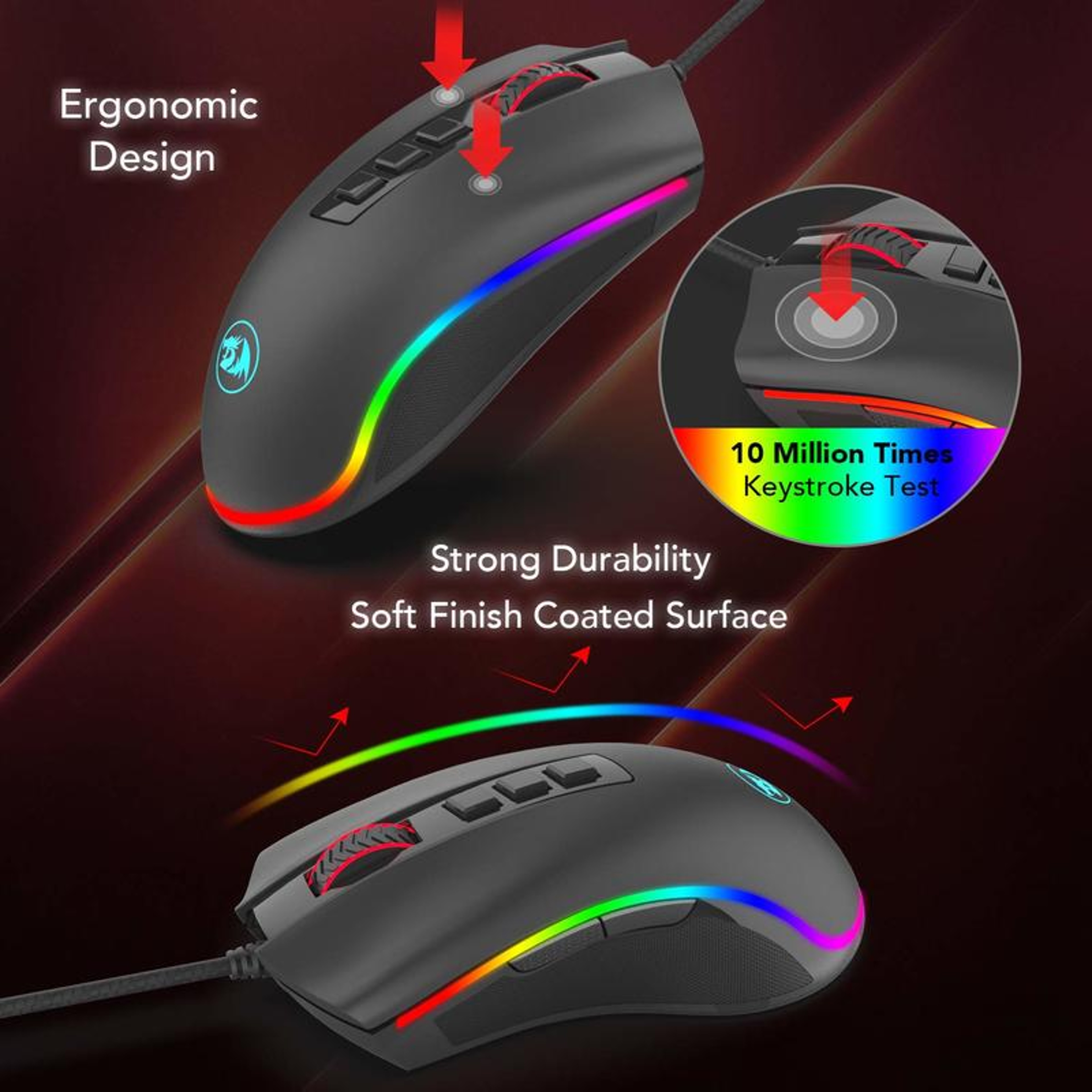 ProStrike RGB Wired Gaming Mouse DPI With Programmable Buttons 5