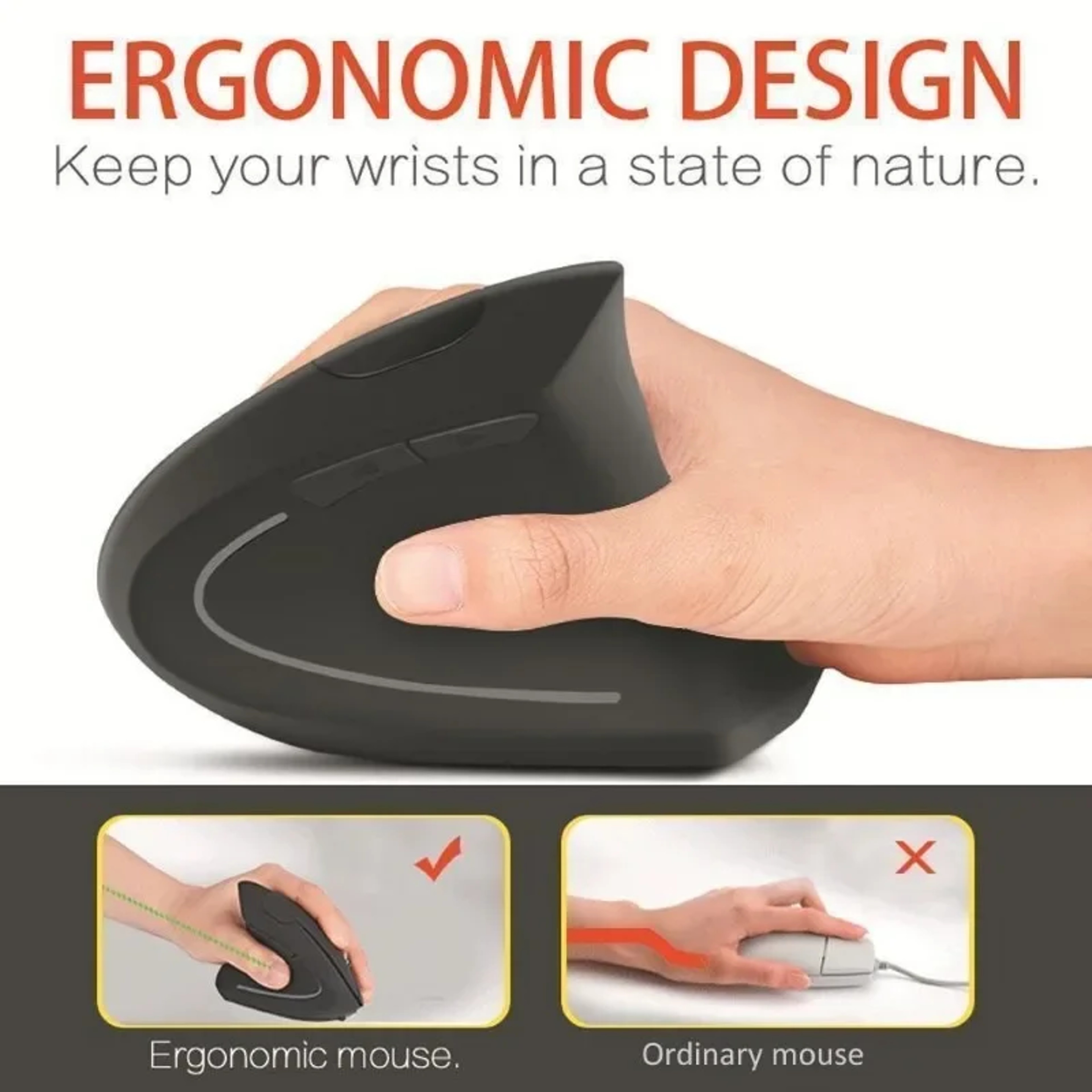 ErgoGlide Vertical Wireless Mouse For Gaming Office  Everyday Comfort 6