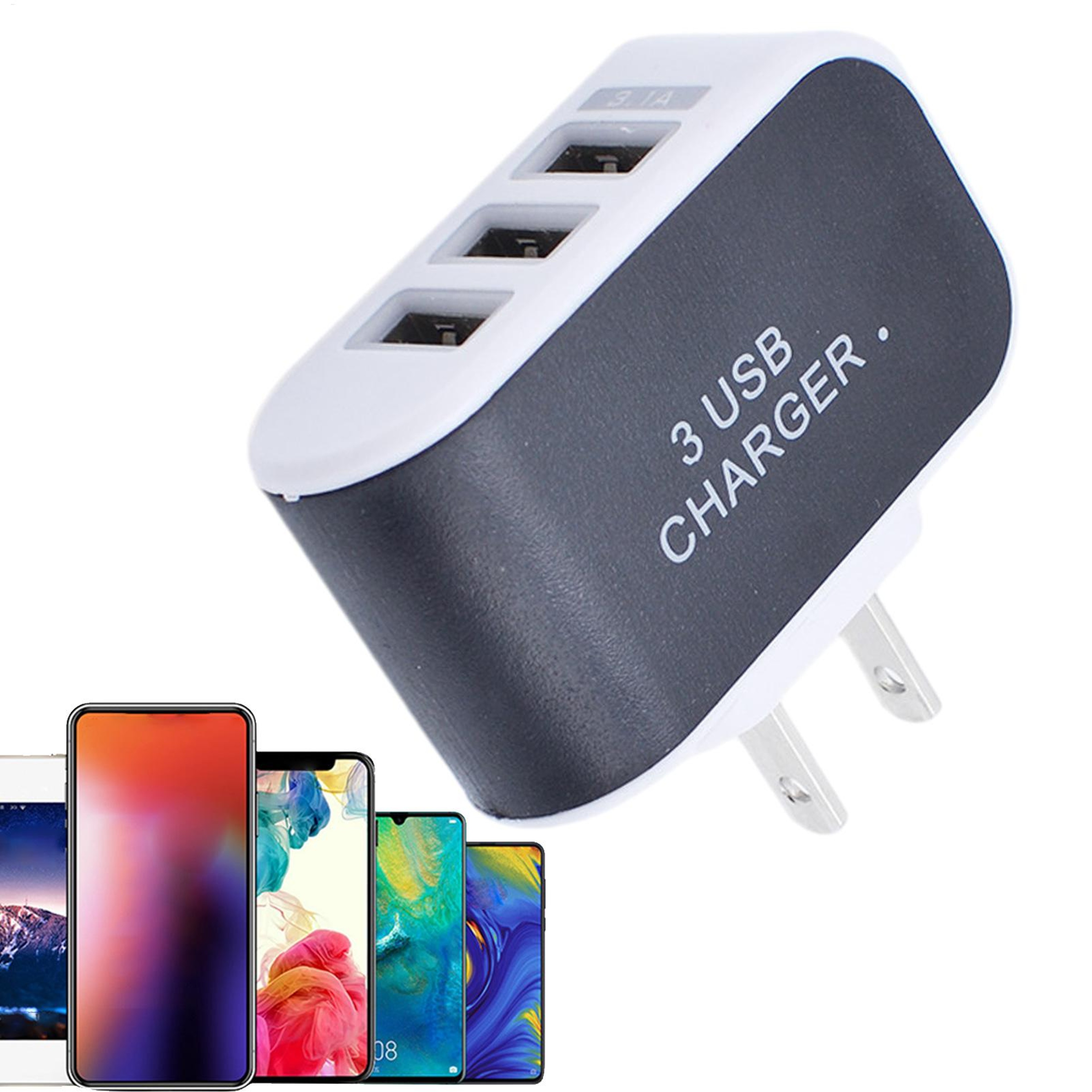 Smart 3 Port USB Charger Block Compact Multi Port USB Charging Adapter 0