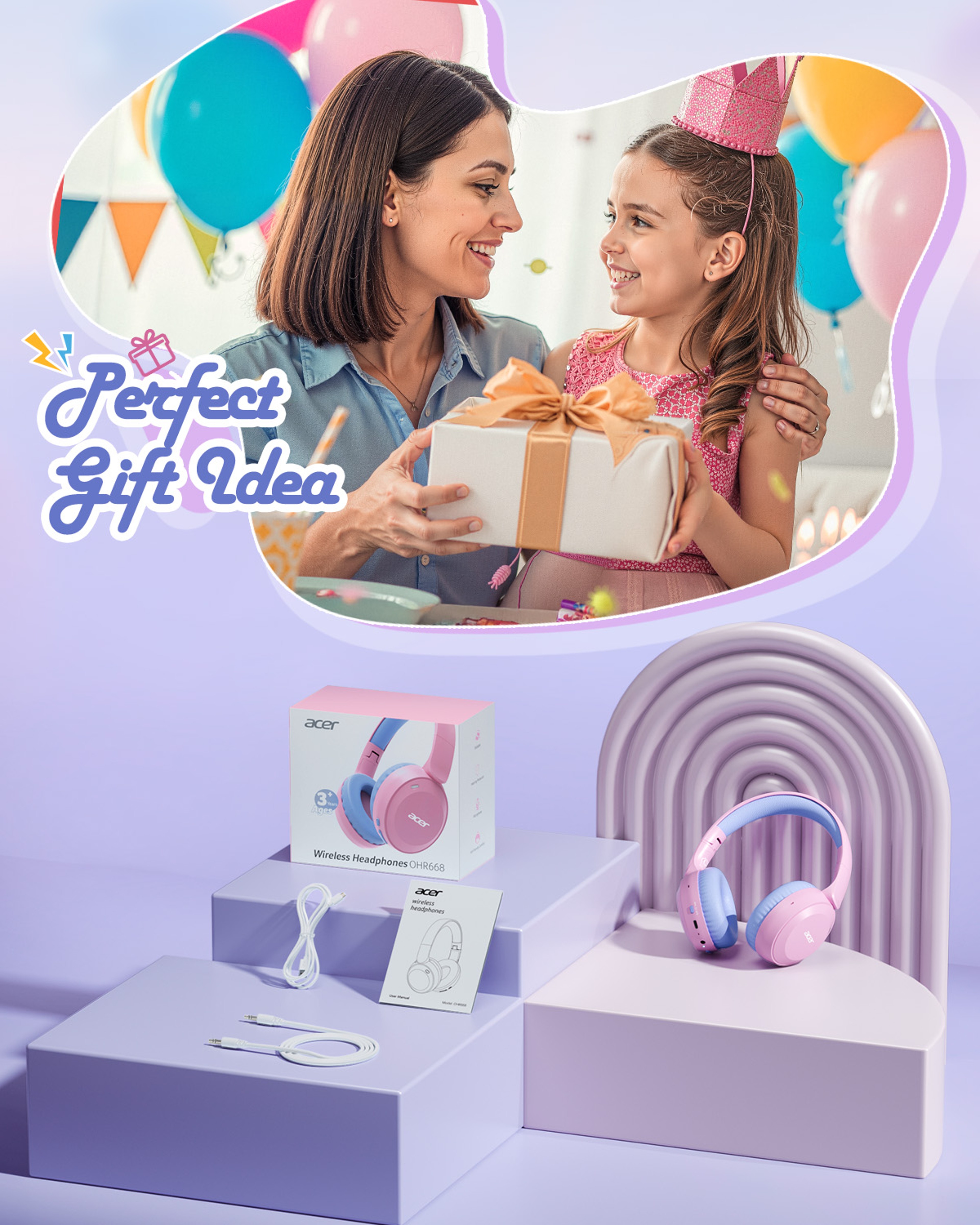 Kids Bluetooth Wireless Over Ear Headphones with Safe Volume Limiter – view 6