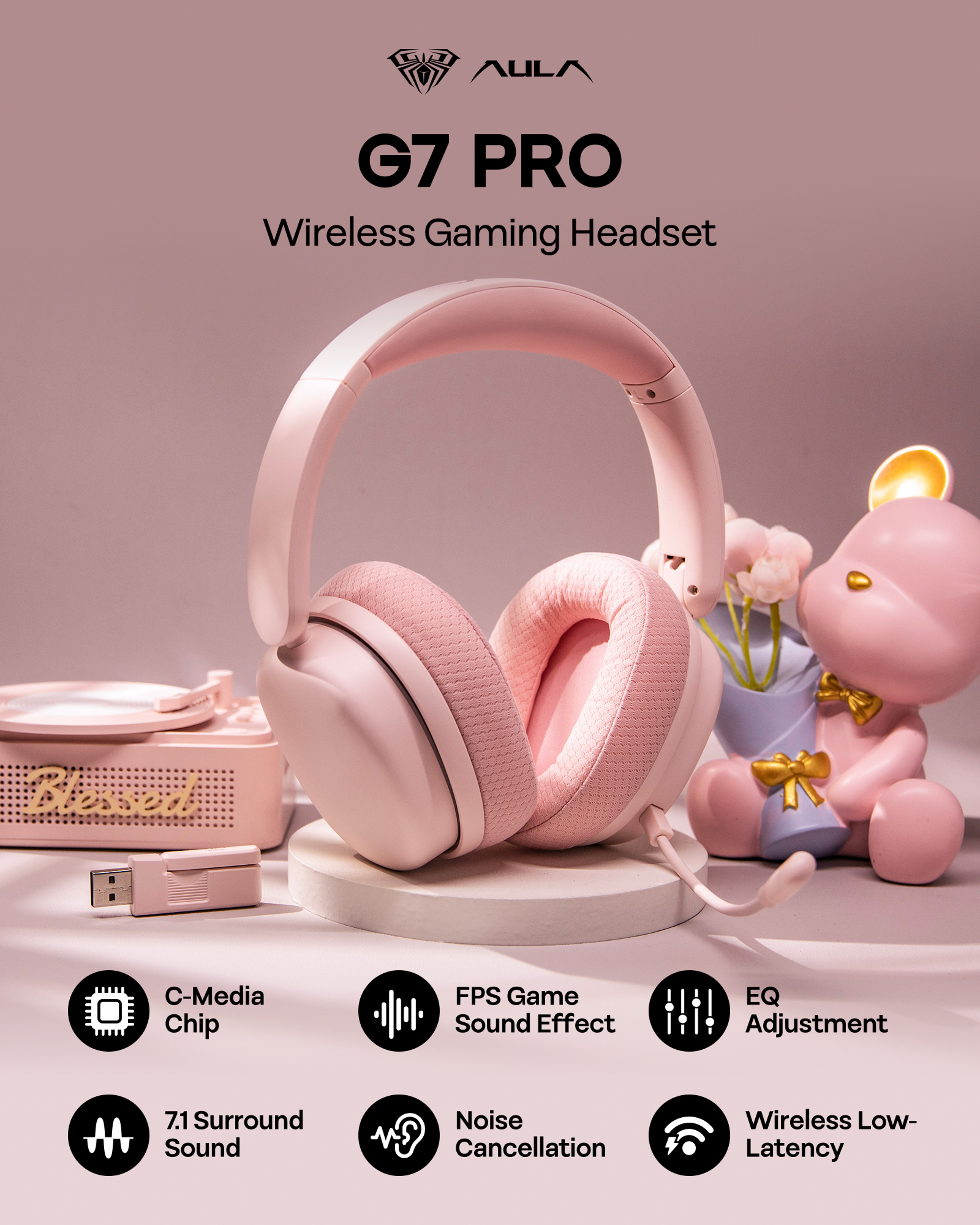 Wireless Gaming Headset With Bluetooth Noise Cancelling Mic And RGB Lights 2