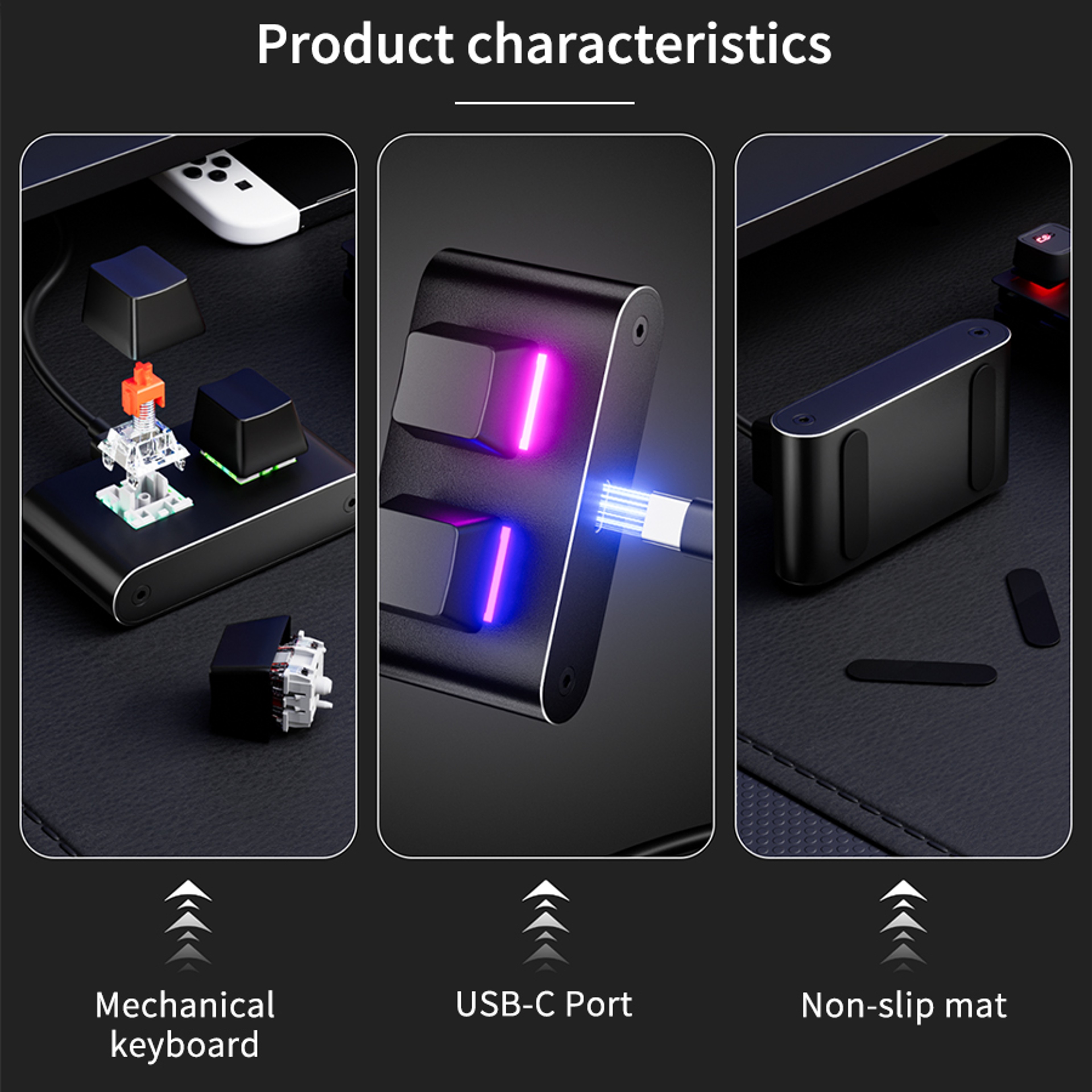 Programmable Key Macro Keypad USB C Mechanical Shortcut Keyboard With RGB Backlight 4
