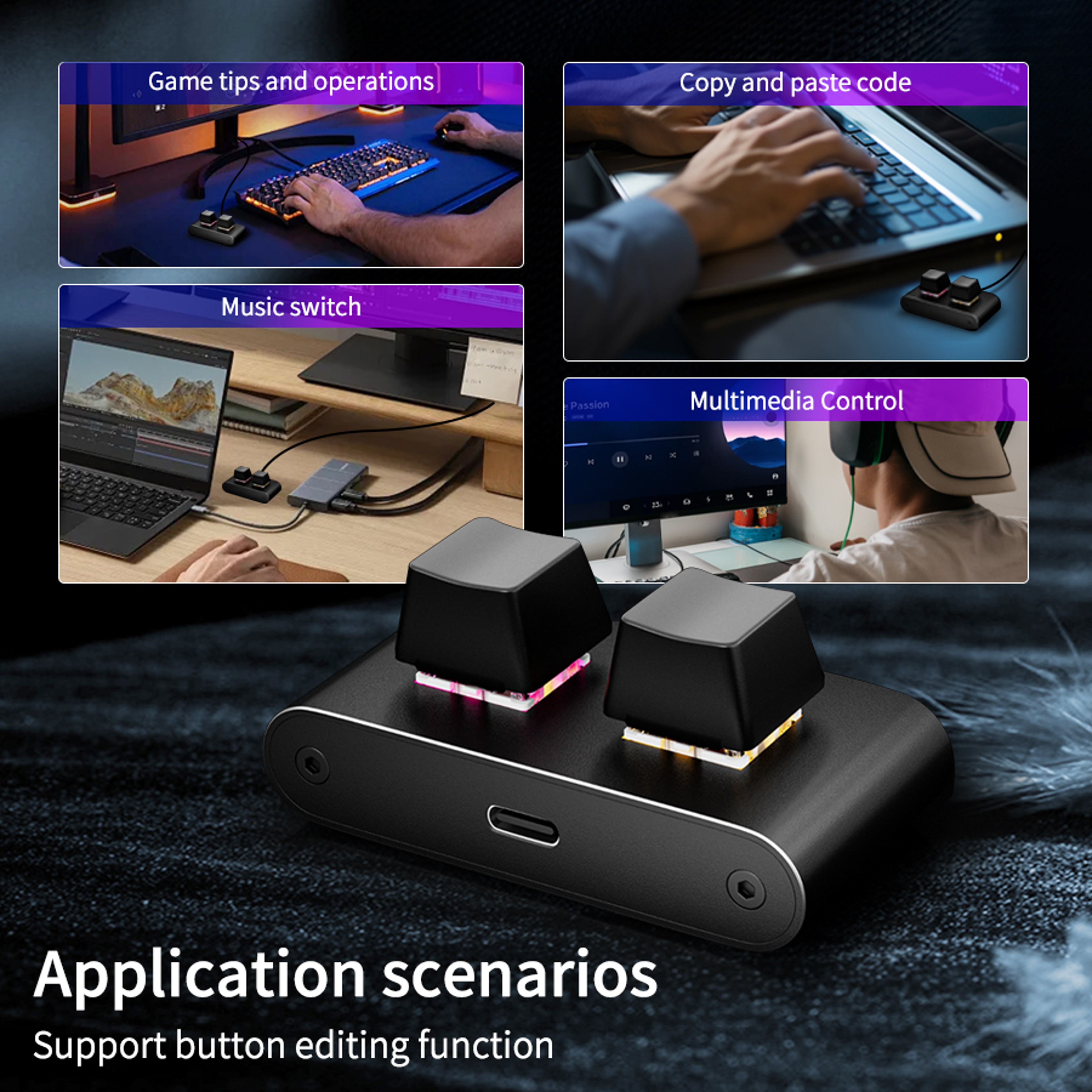 Programmable Key Macro Keypad USB C Mechanical Shortcut Keyboard With RGB Backlight 5